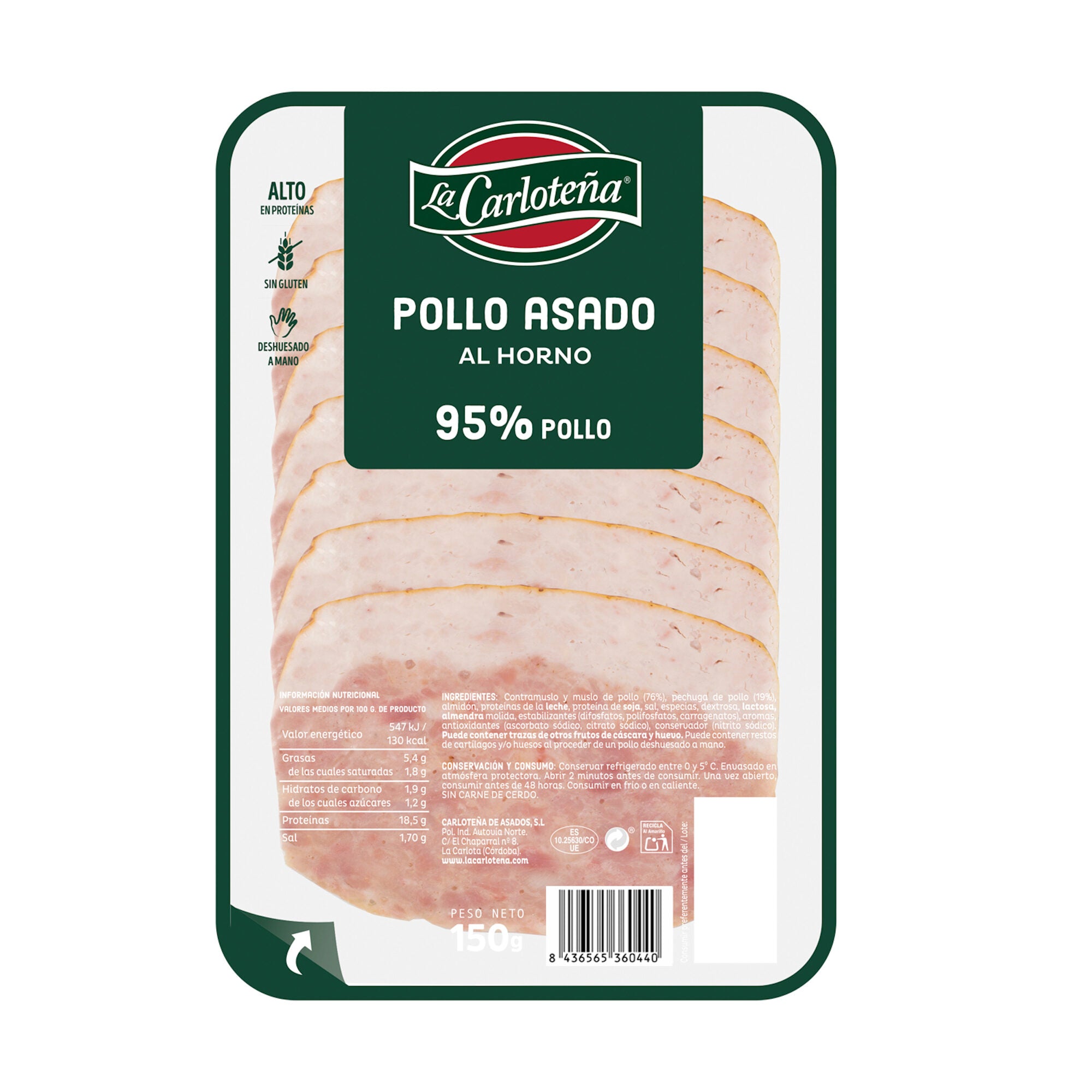 Pollo asado horno lonchas La carloteña 150g