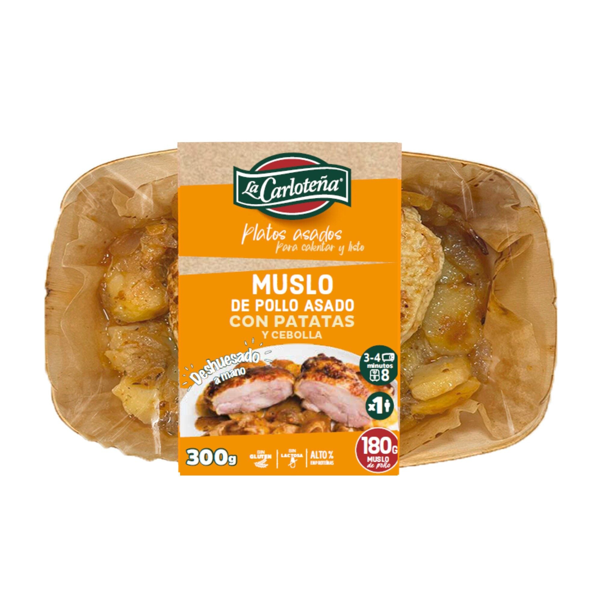 Muslo pollo asado c/ patata y cebolla La Carloteña 300g