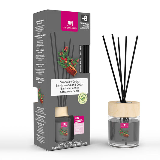 Ambientador mikado sandalo y cedro Cristalinas 35ml La Despensa