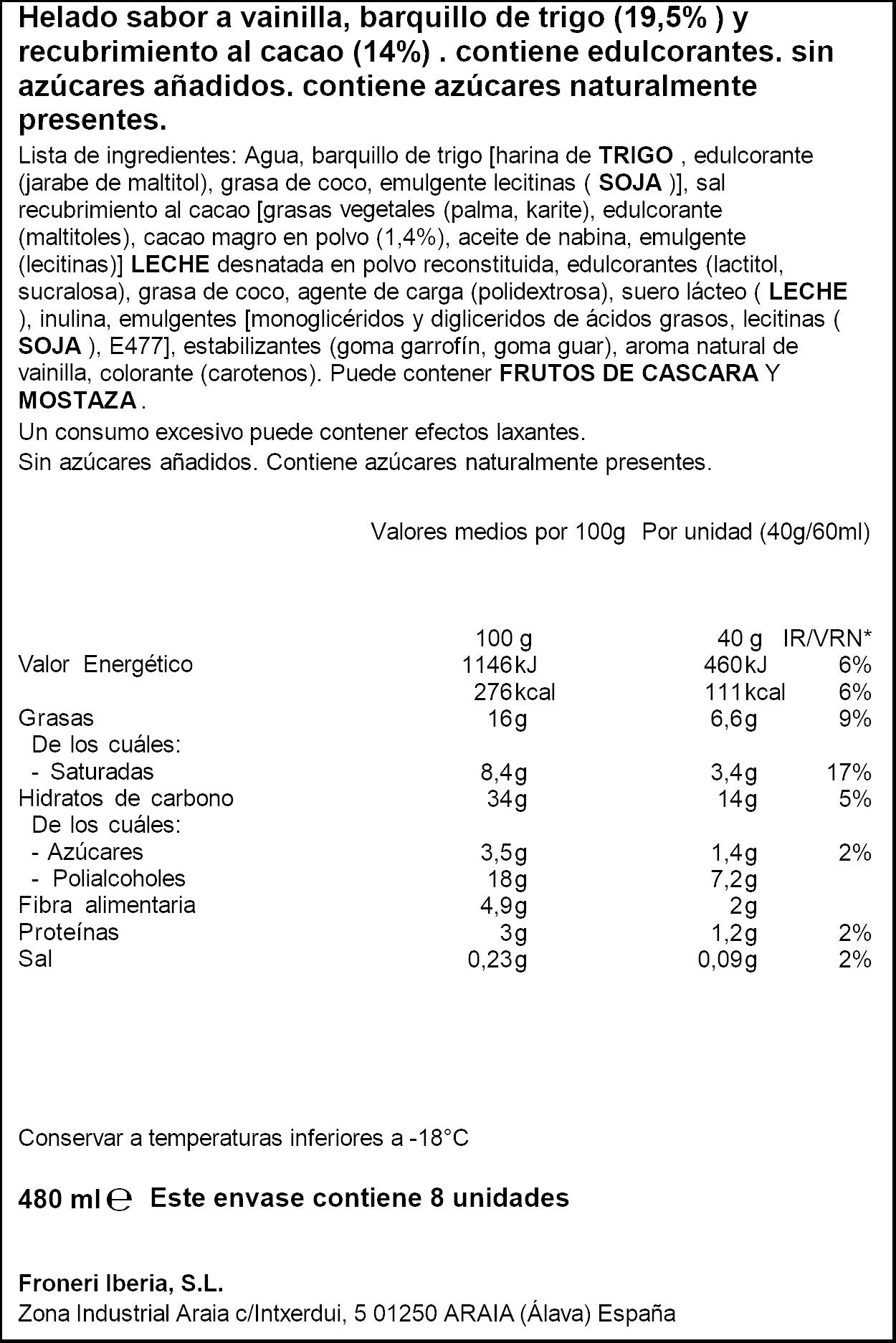 Cono mini vainilla 0% az Nestle p8x60ml