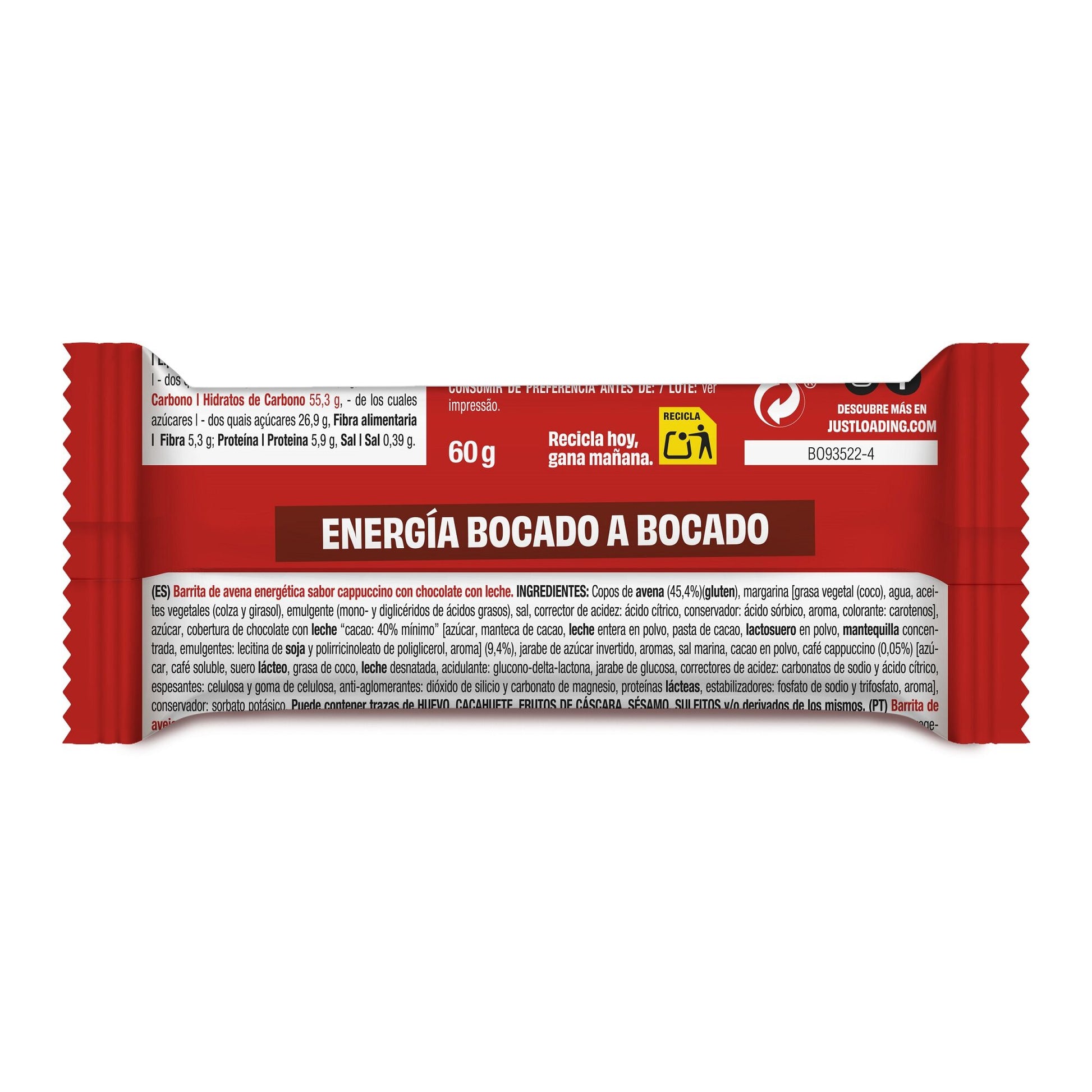 Barrita capuccino energetica Justloading 60g