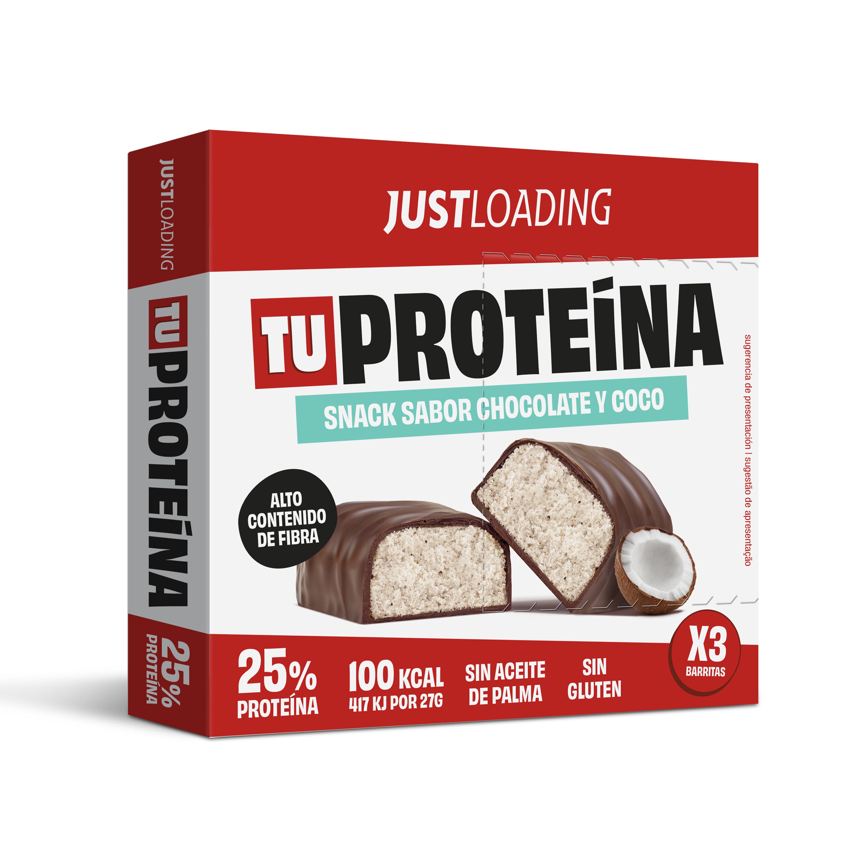 BARRITA PROTEINA CHOCO/COCO JUST LOADING P3 27G/U