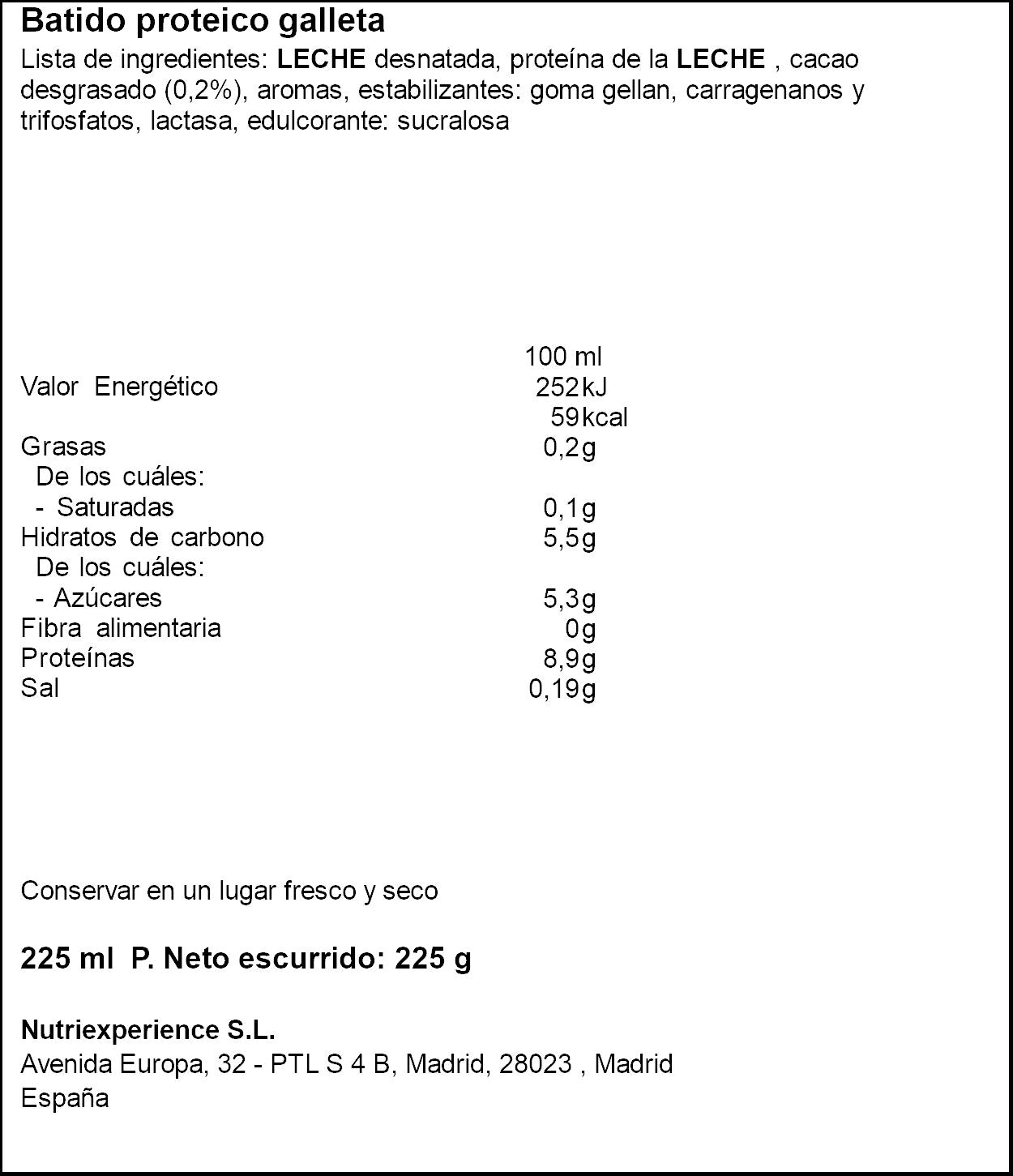 Batido proteinas cookies Just loading 225ml