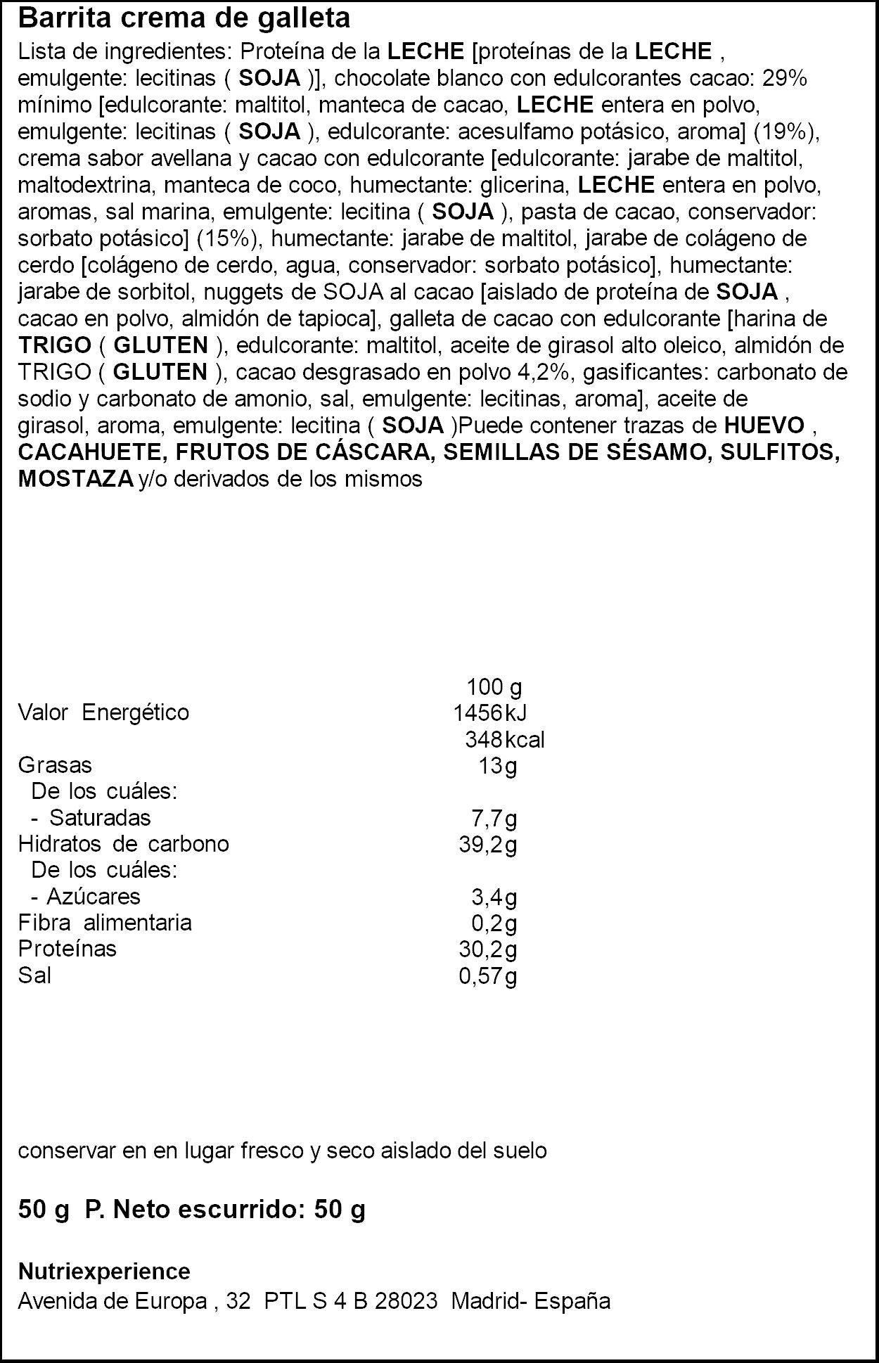 Barrita proteina cookies and cream Justloading 50g