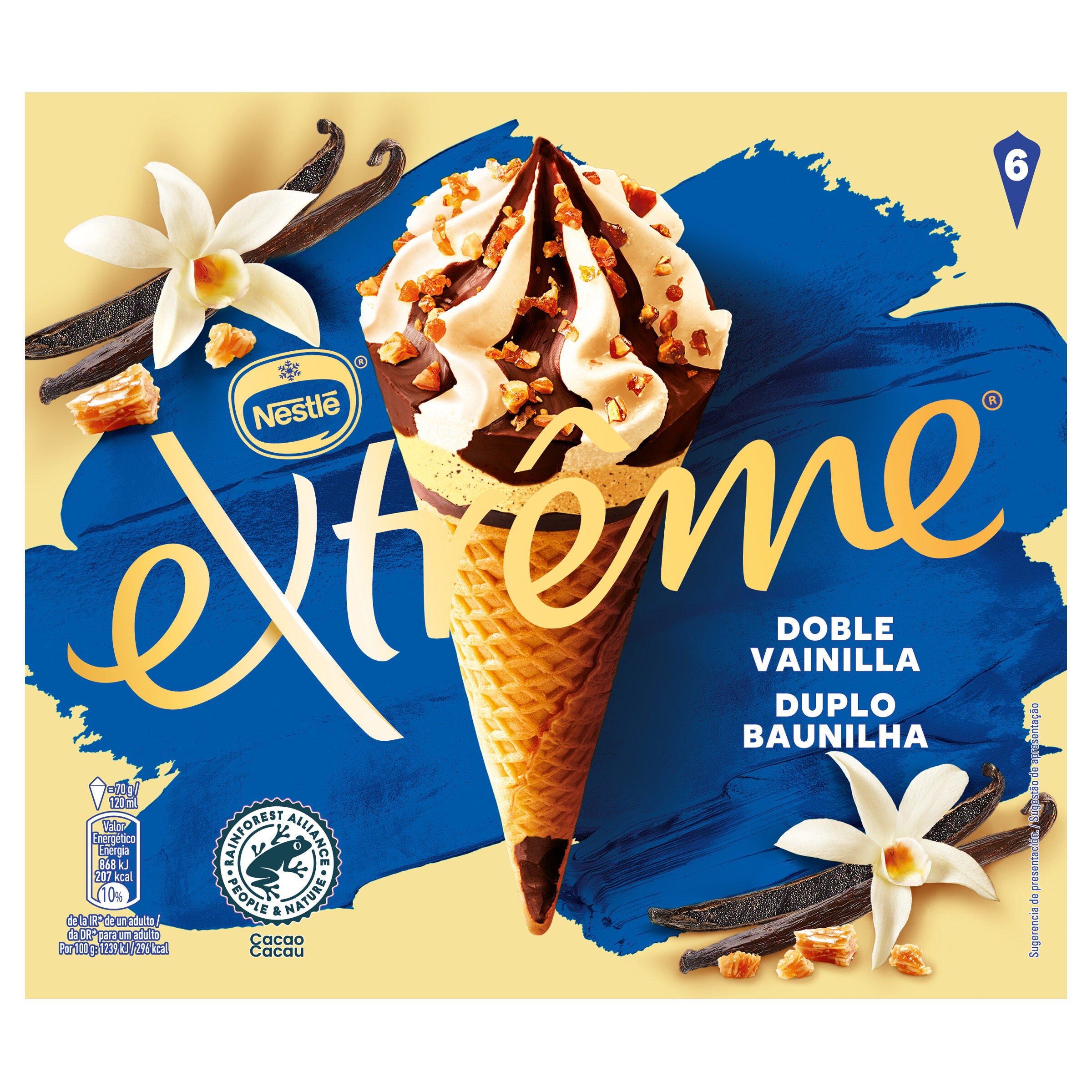 Cono doble vainilla Extreme p6 120ml/u