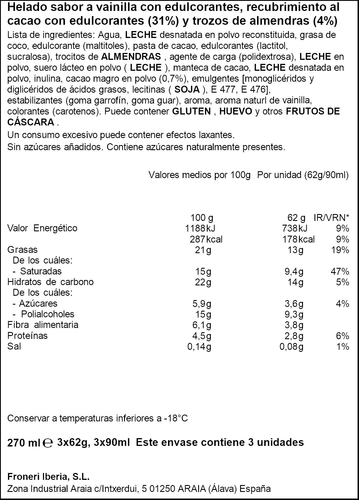 Bombon almendrado 0% azucar Nestle p3x90ml