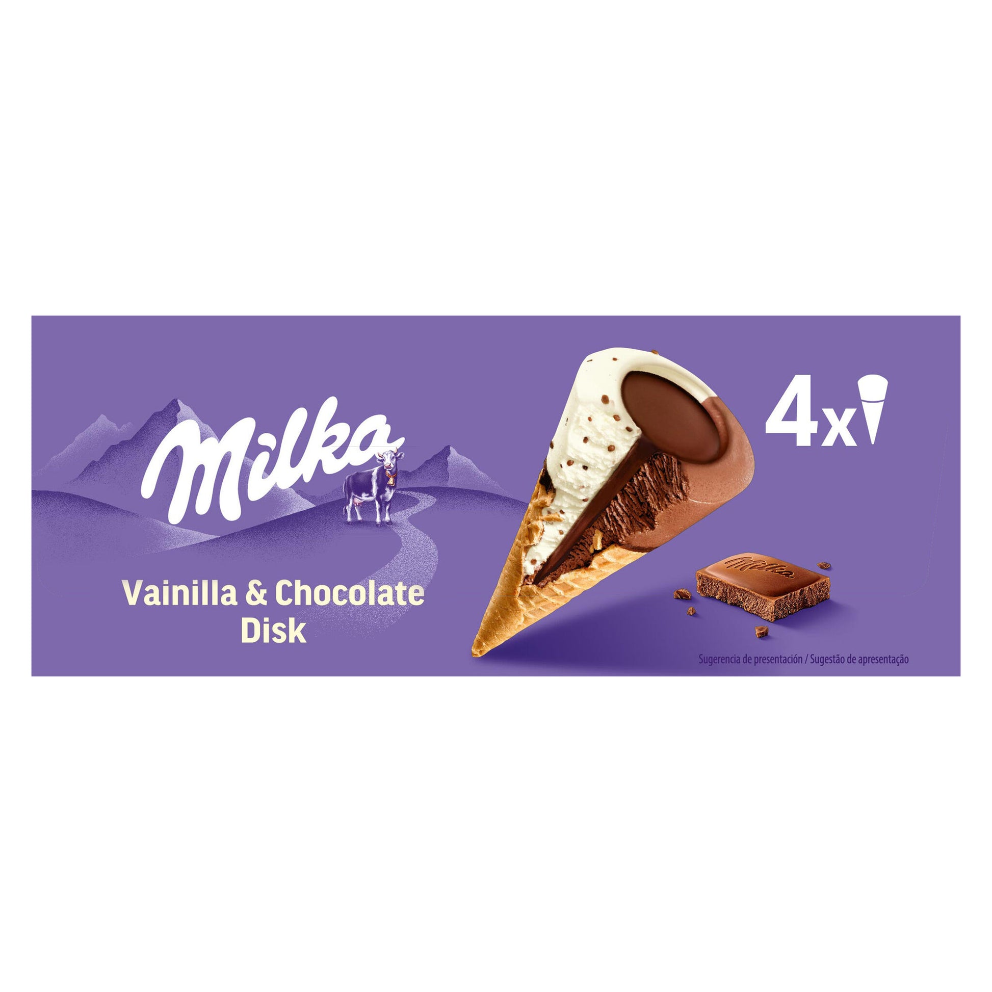 Cono vainilla chocolate Milka p4x120ml