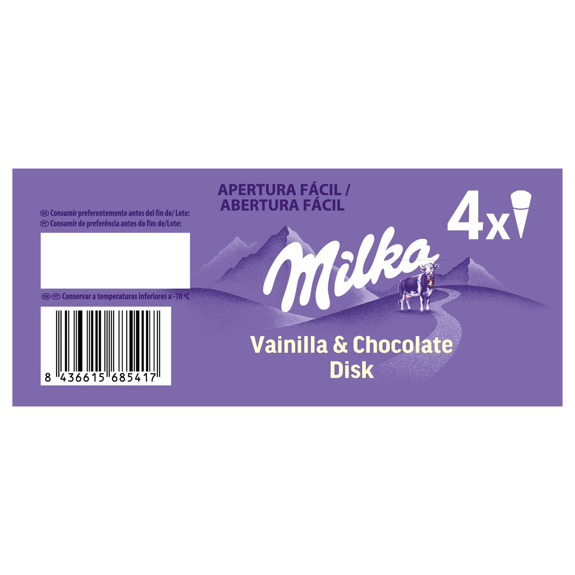 Cono vainilla chocolate Milka p4x120ml
