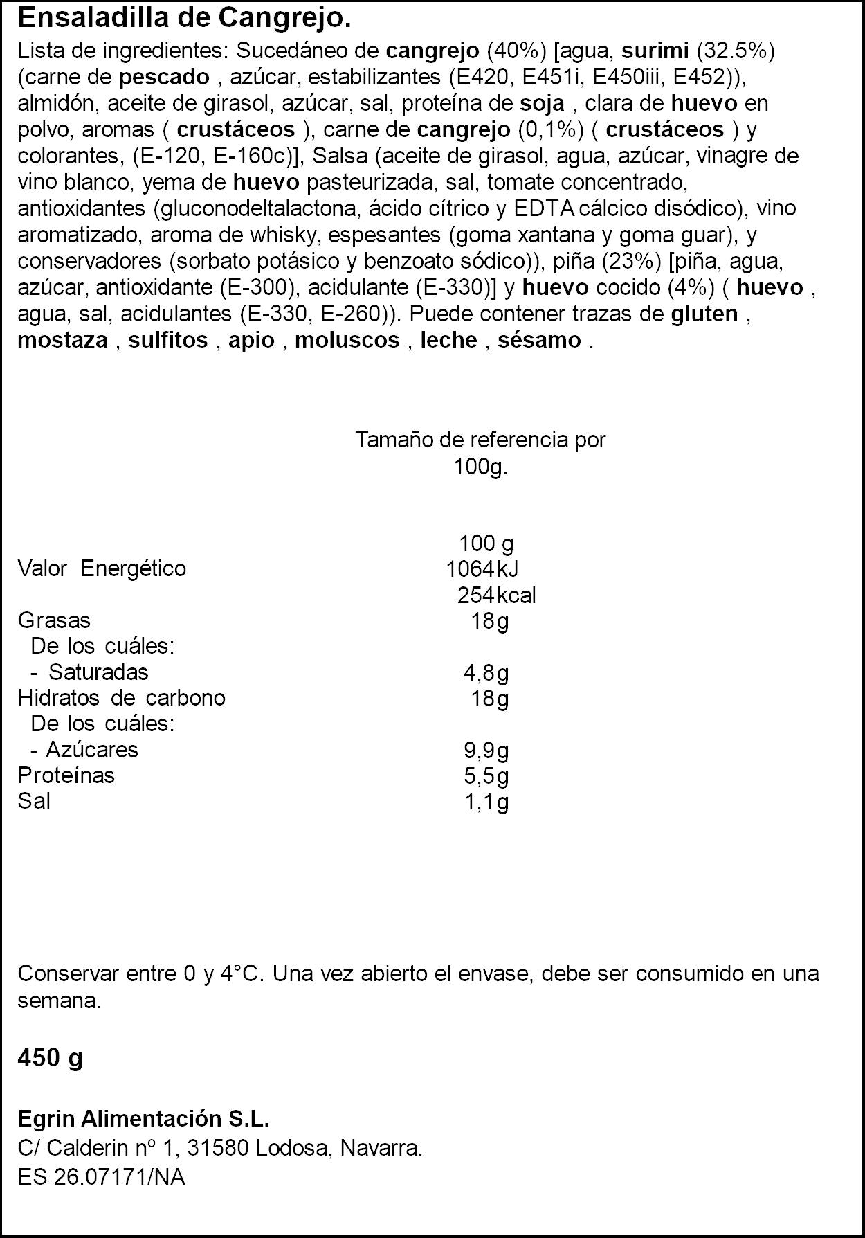 Ensaladilla cangrejo Mahnmac 450g