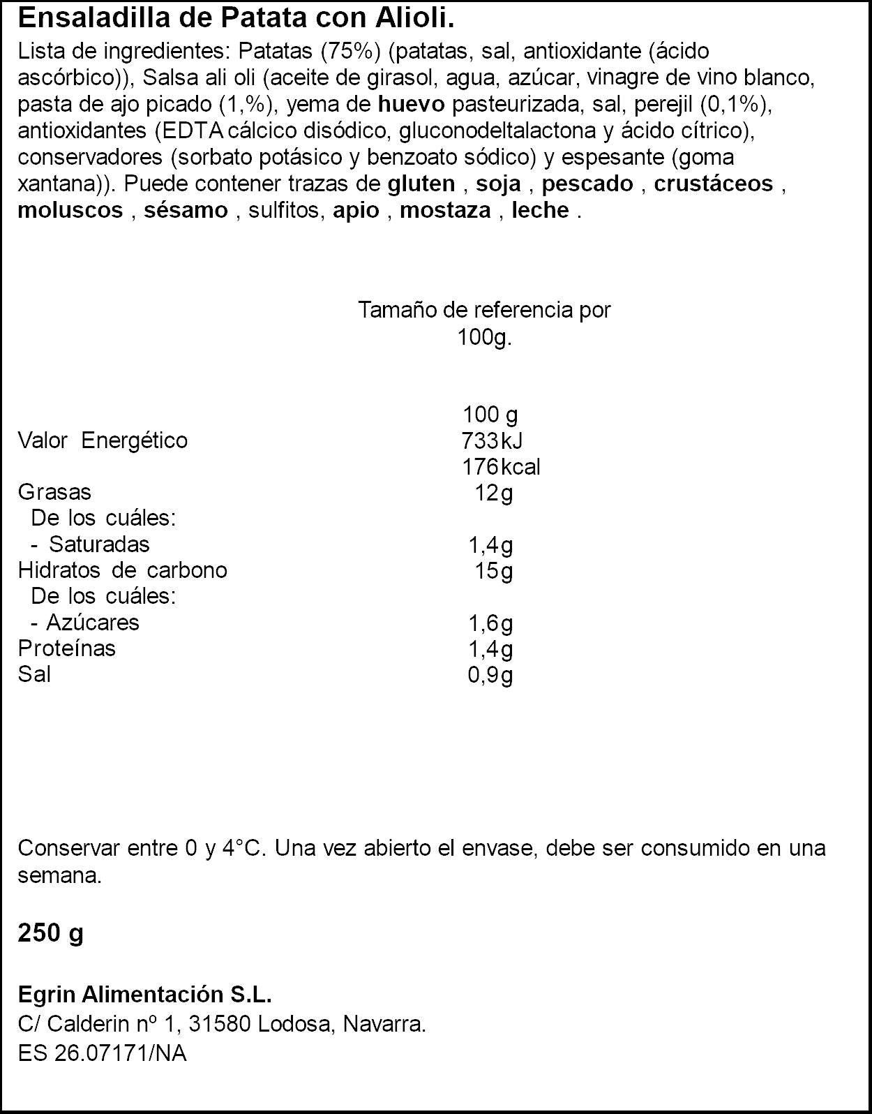 Patata c/alioli Ensalandia 250g