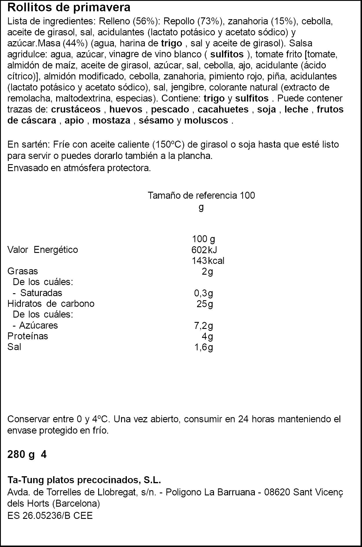 Rollito primavera Ta-tung 280g