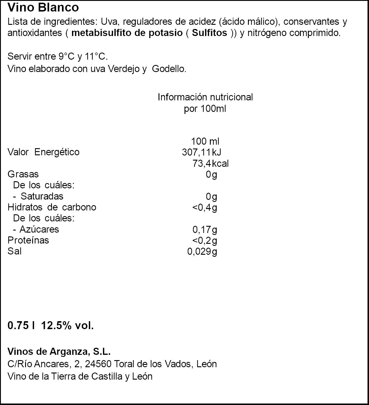 Vino blanco verdejo godello Flavium 75cl