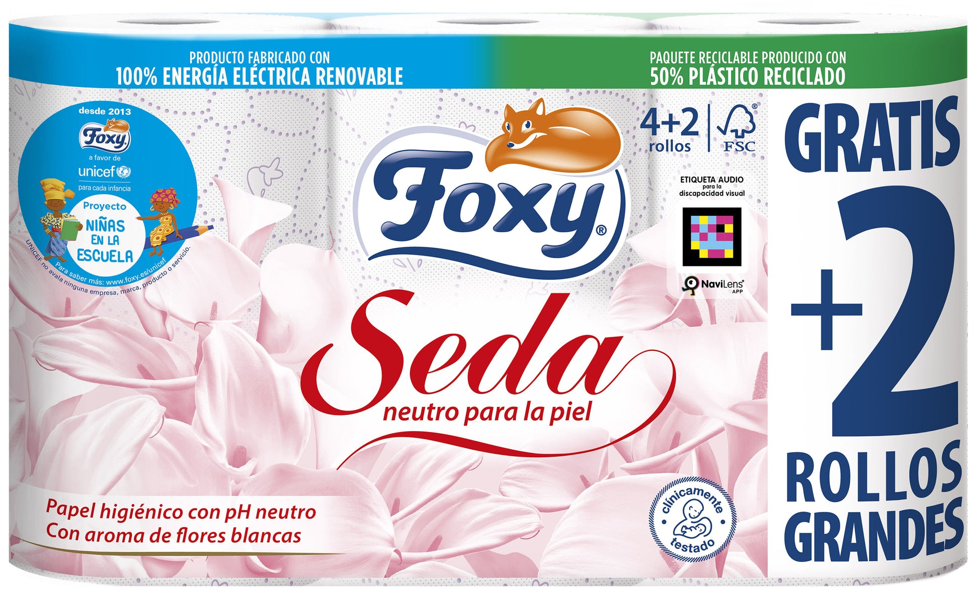 Papel higienico seda Foxy p4+2 3c