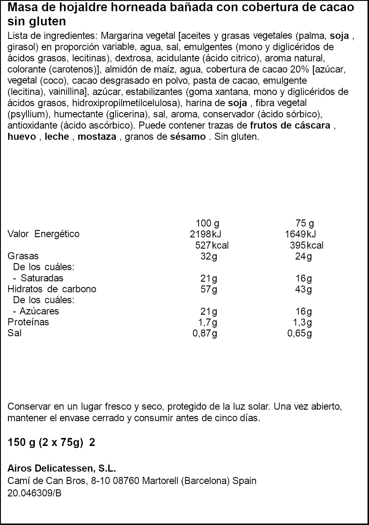Palmera s/gluten bombon Airos 2u 150g