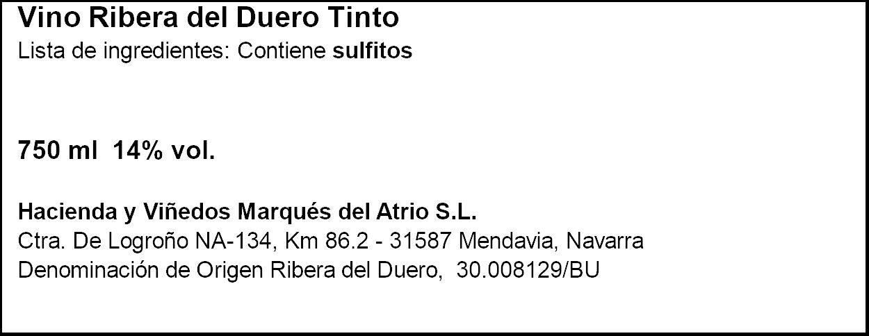 Vino tinto ribera del duero joven Valderivero 750ml