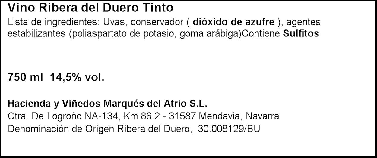 Vino tinto ribera del duero roble Valderivero 750ml