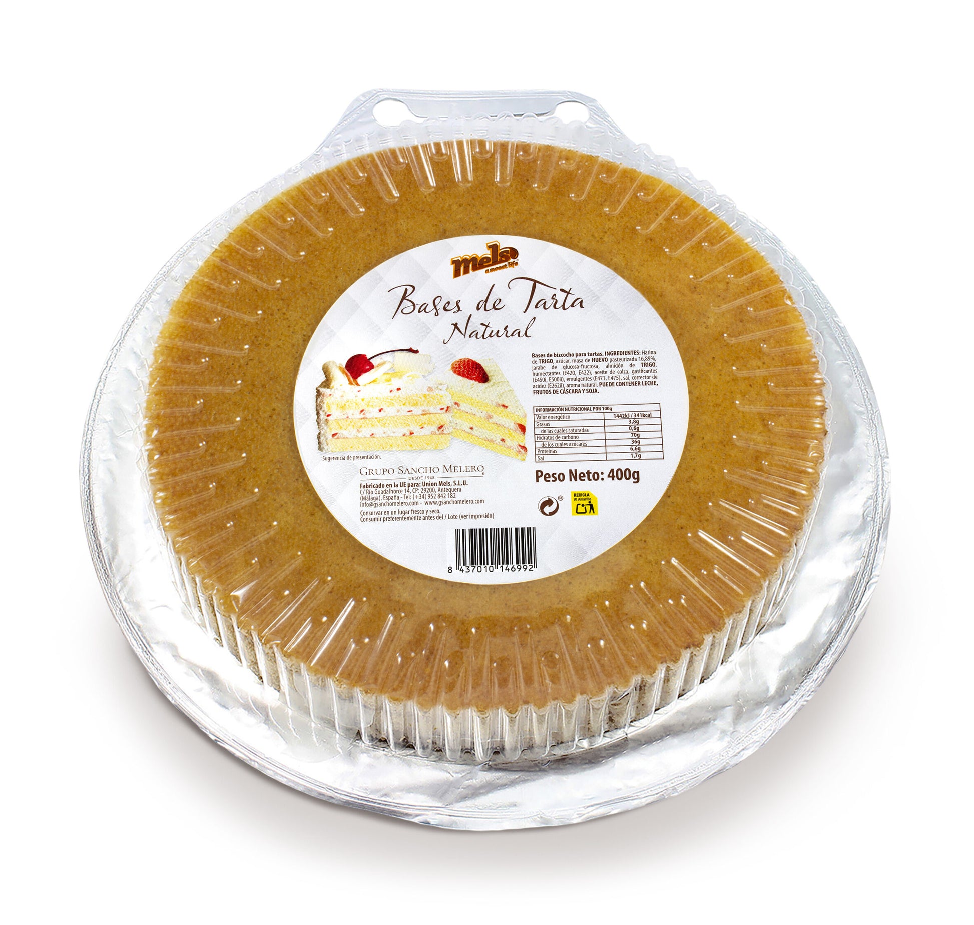 Base de tarta natural redonda Mels 400g