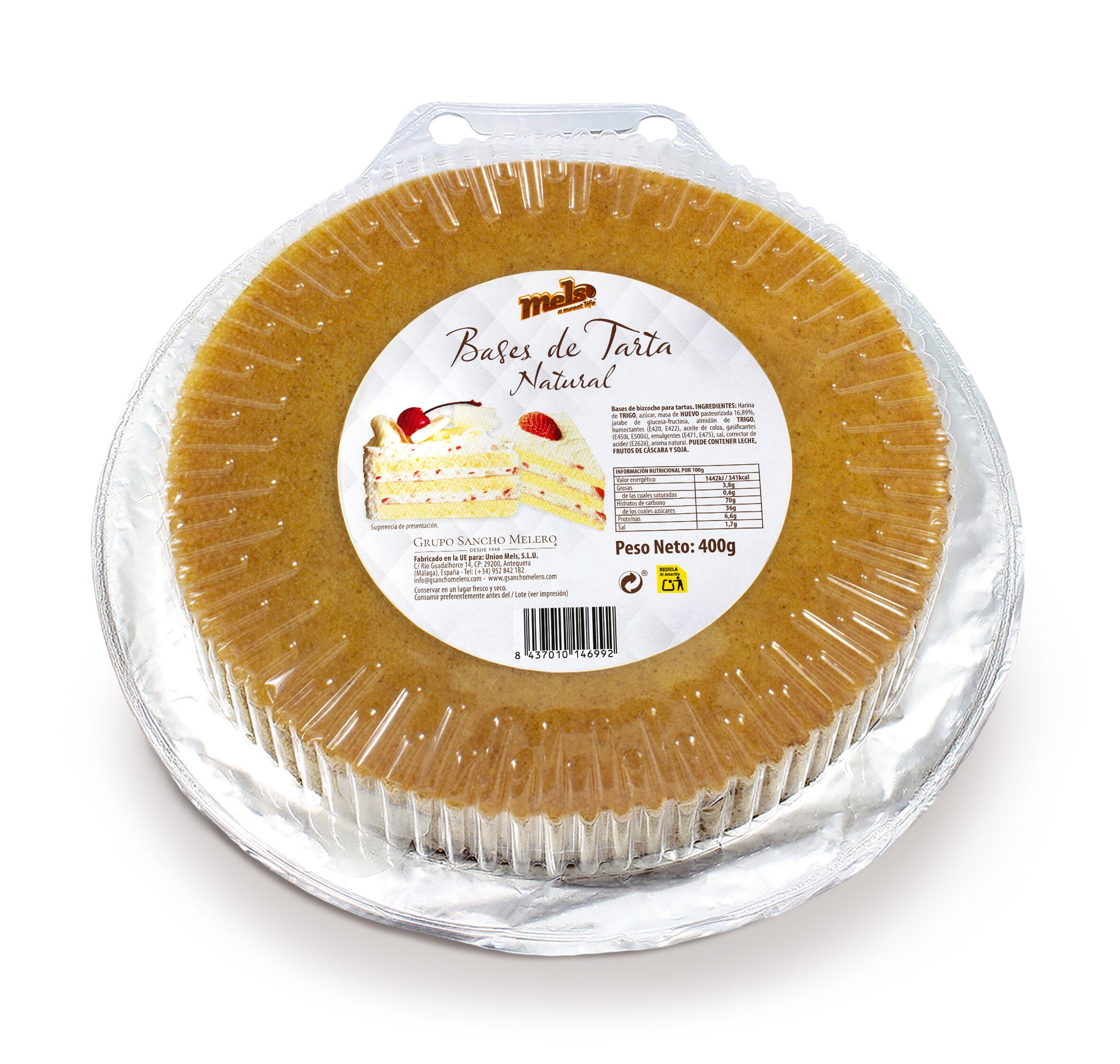 Base de tarta natural redonda Mels 400g