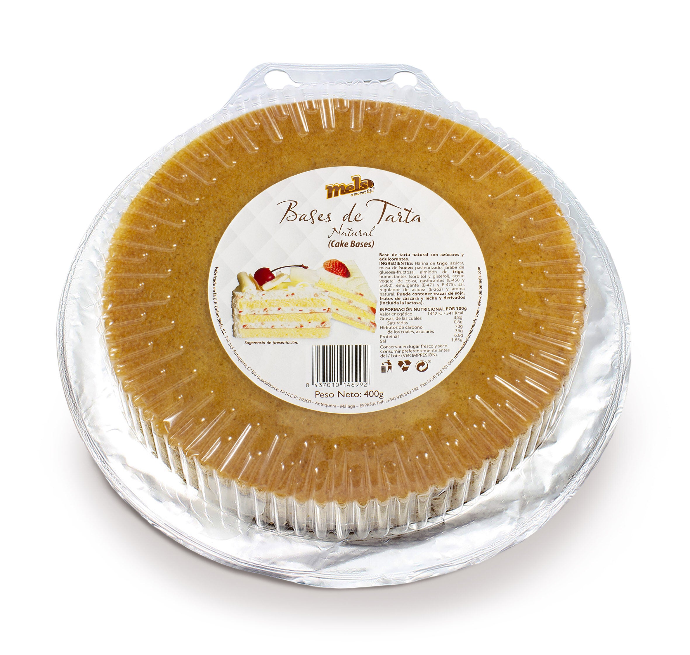 Base de tarta natural redonda Mels 400g