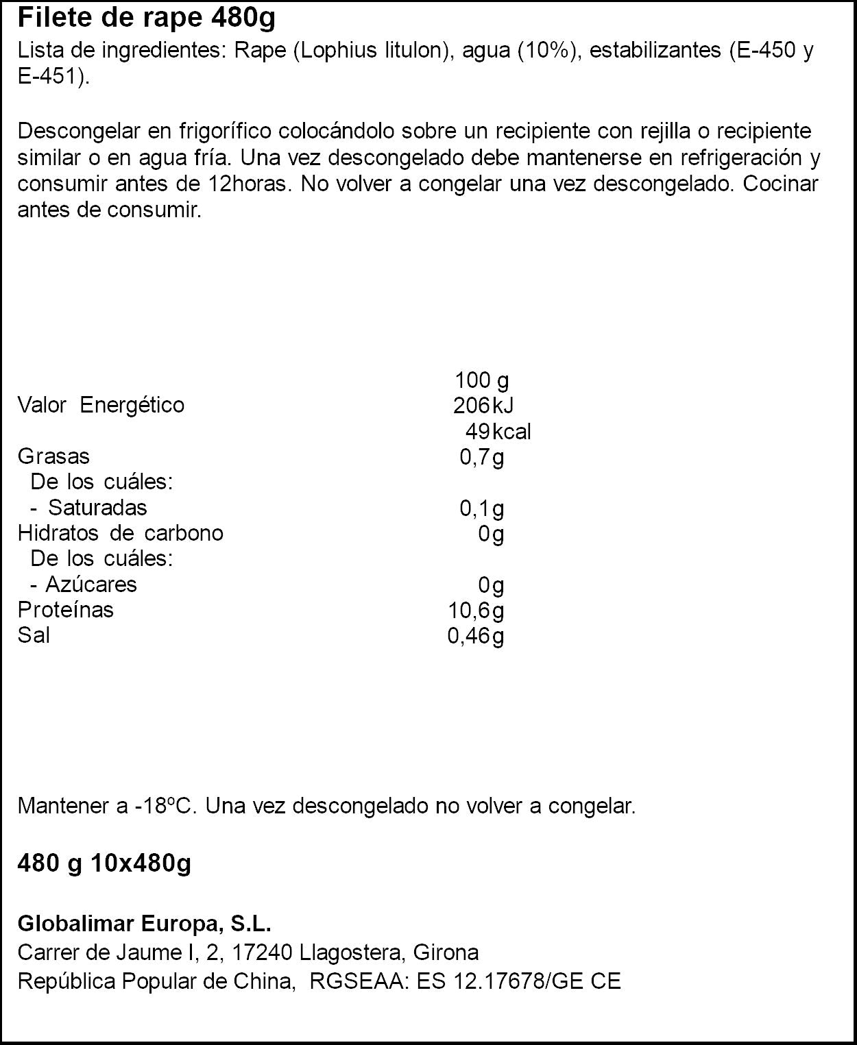 Filete rape  Aligator 480g