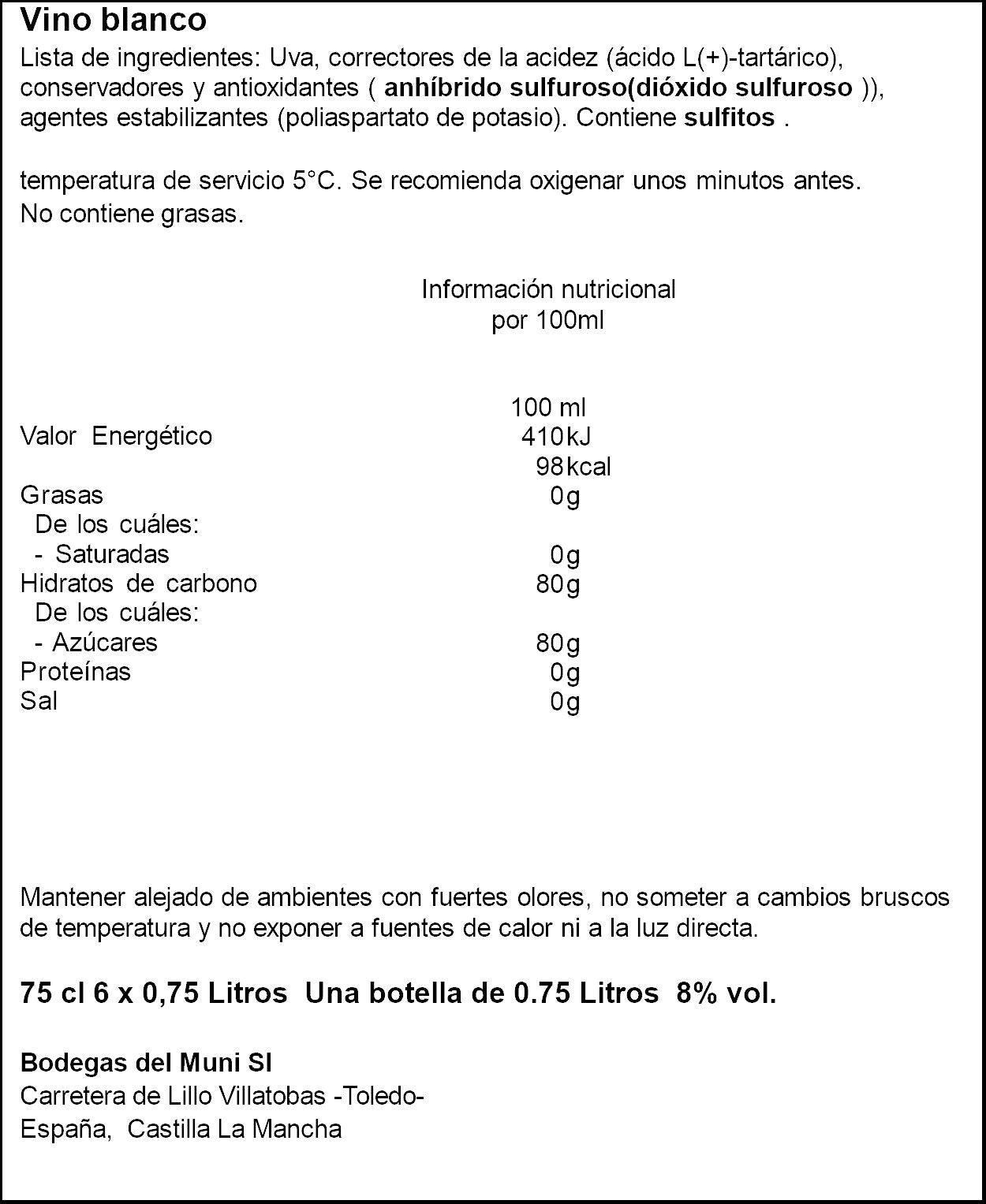 Vino blanco sara seleccion Corpus del muni 750ml