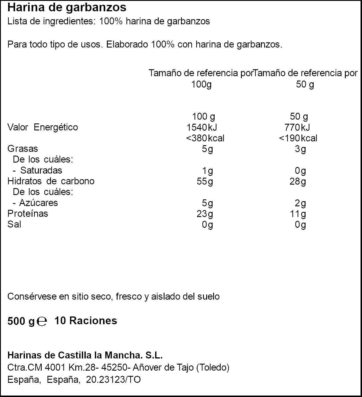 Harina garbanzo s/gluten Haricaman 500g