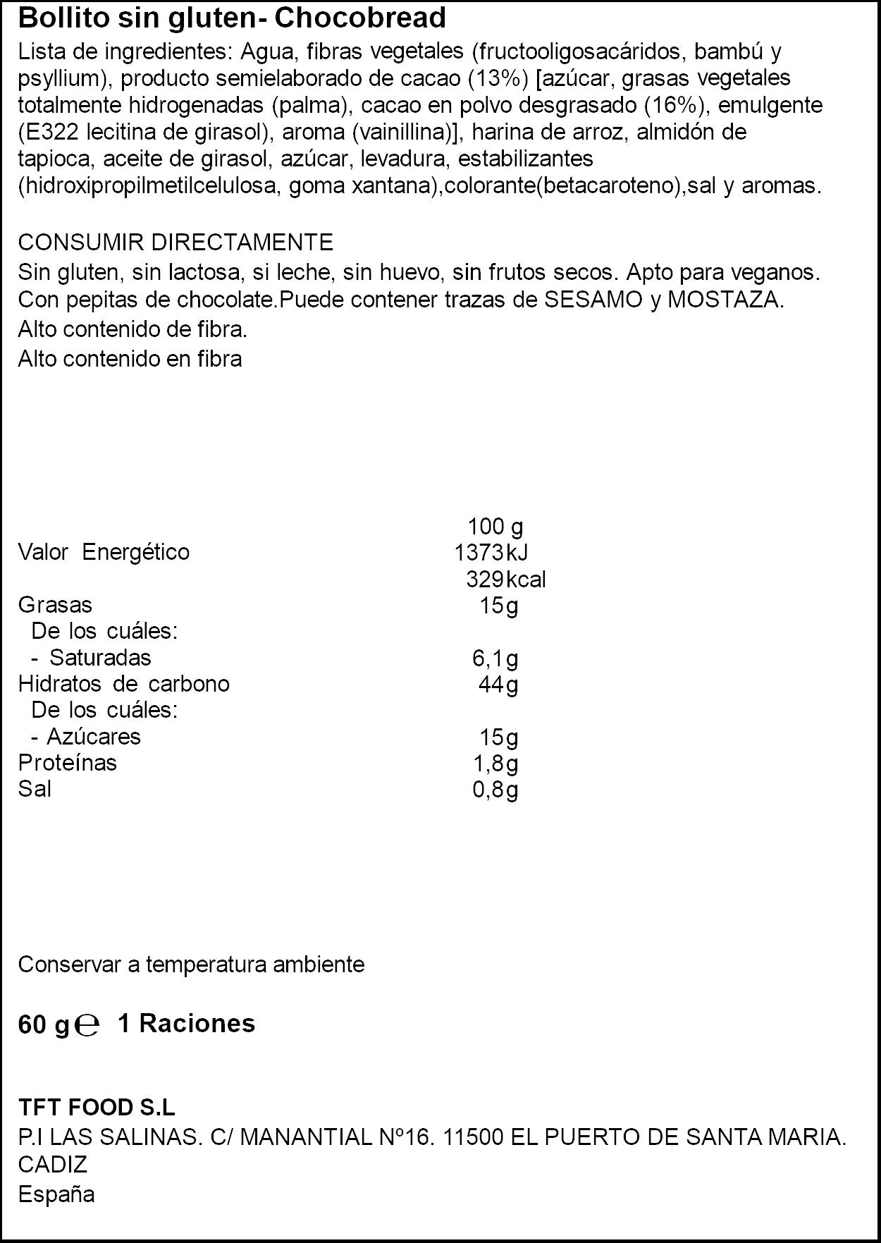 Bollito pepitas chocolate Abuelo bread 60g