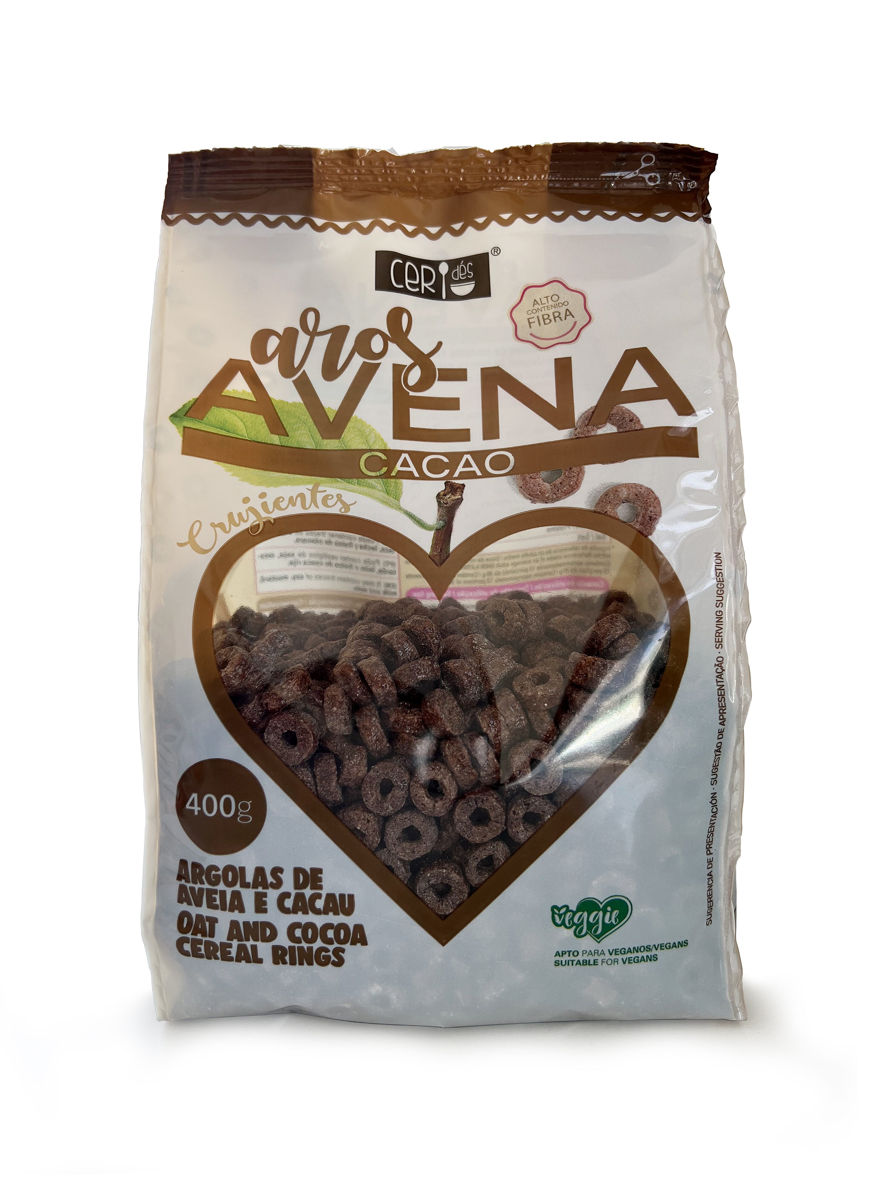 Aros avena crujientes c/cacao Cerides 400g