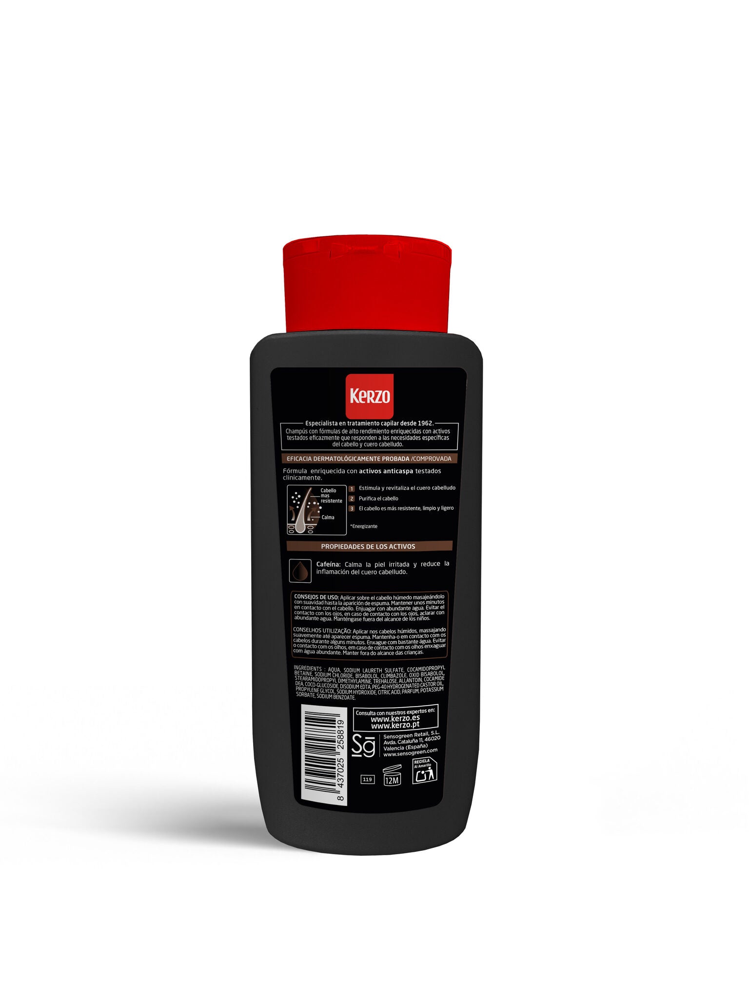 Champú anticaida cafeina Kerzo 400ml