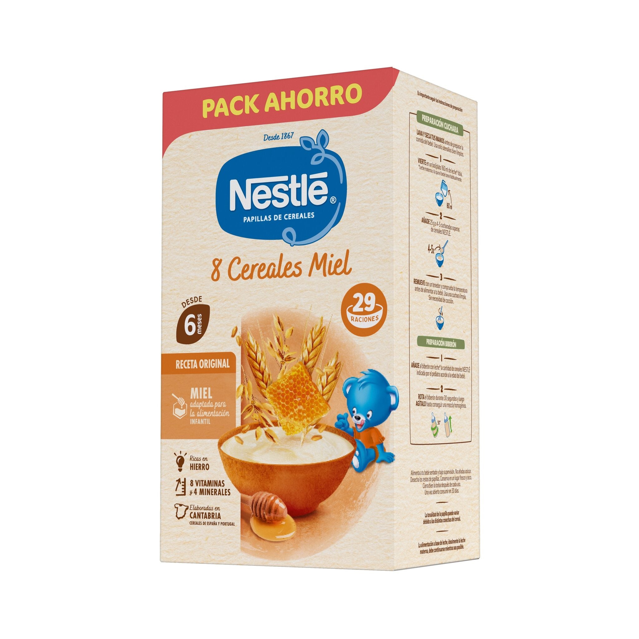Preparado de papilla 8 cereales con miel Nestle 725g