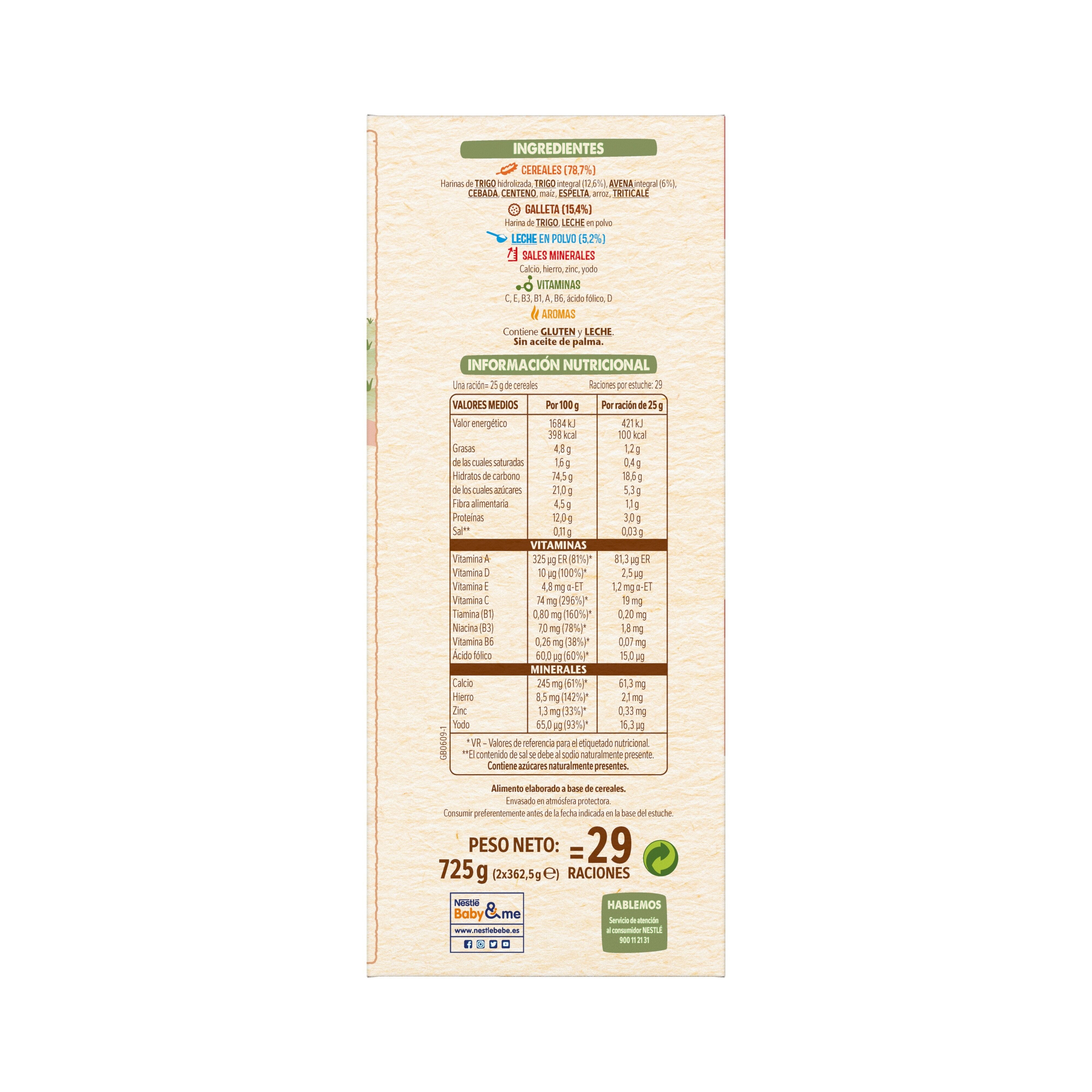 Preparado de papilla 8 cereales galleta Nestle  725g