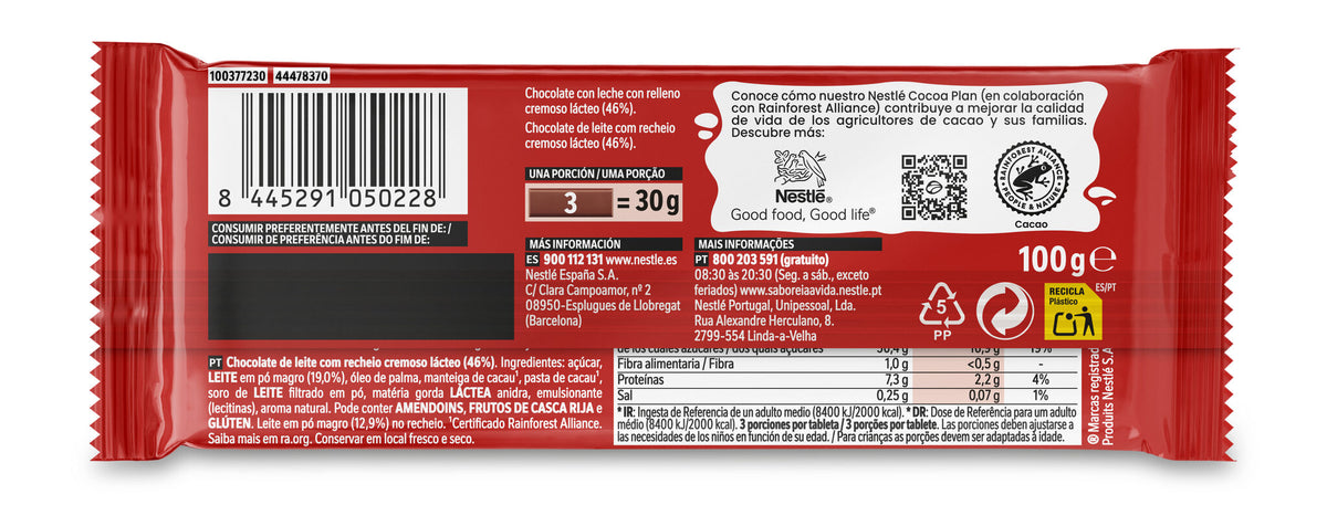 Chocolate c/leche cremoso Nestle 100g