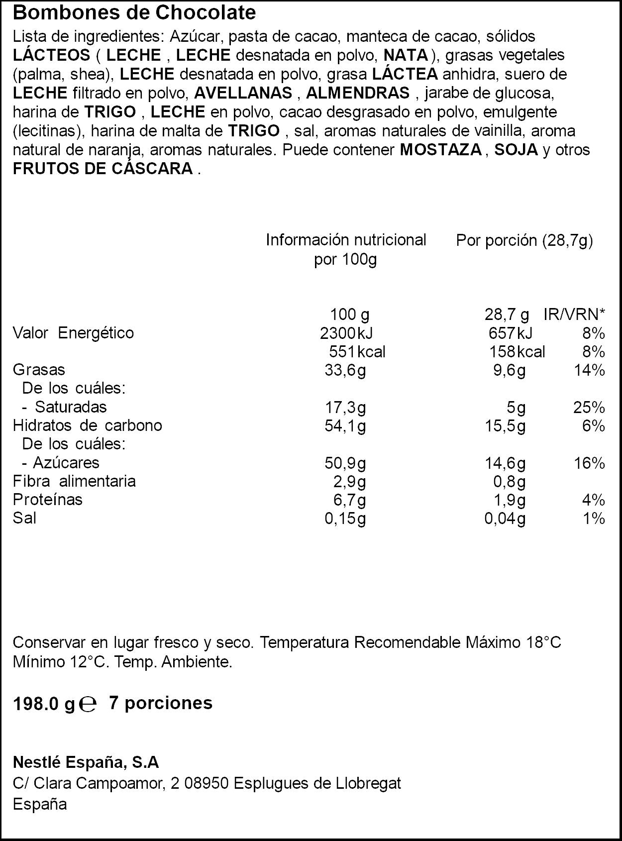 Bombón surtido caja roja Nestle 198g