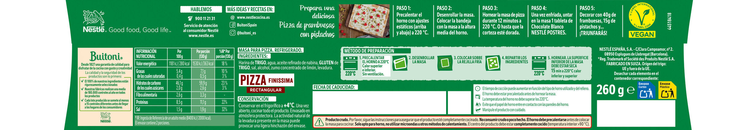 Masa pizza finisima Buitoni 260g