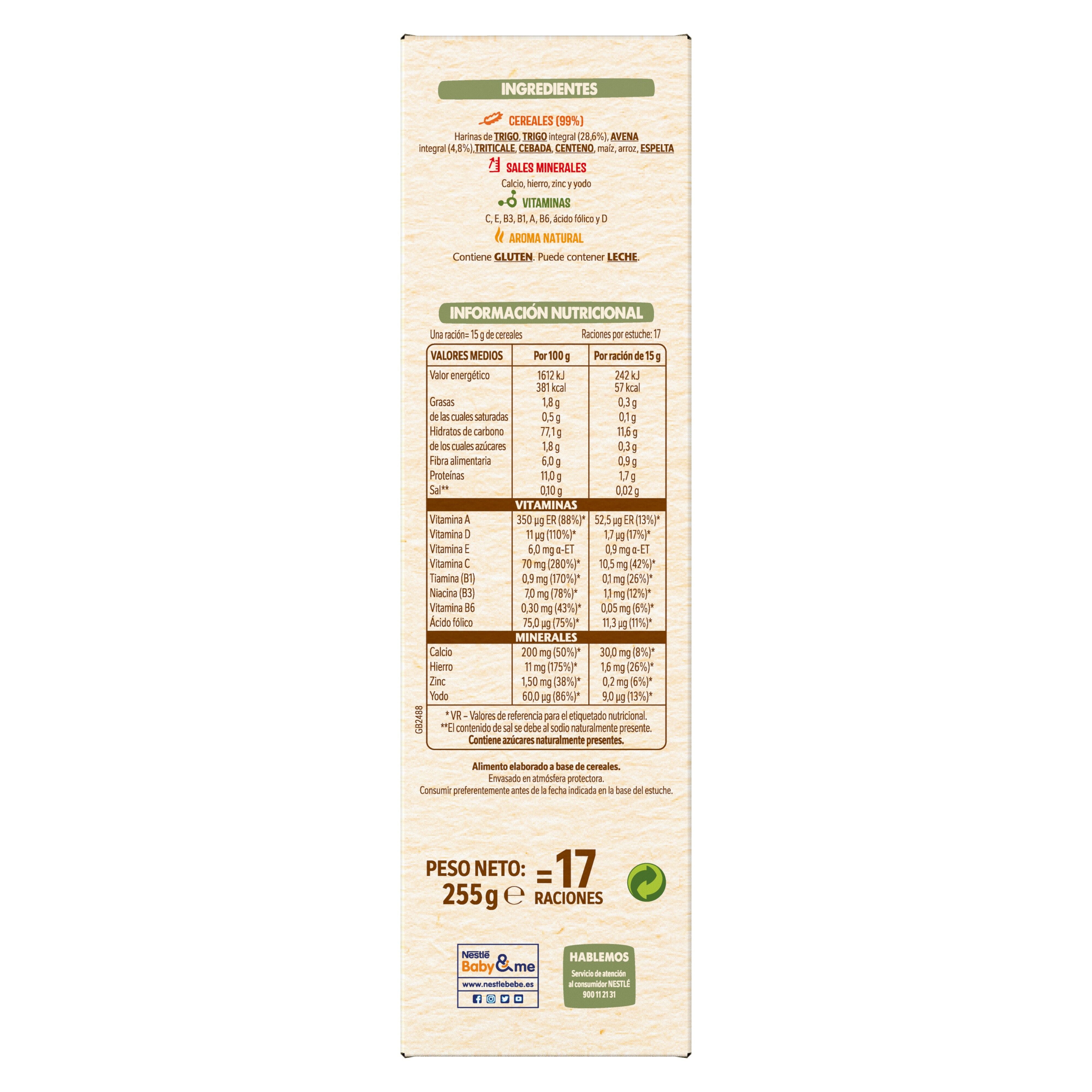 Papilla multicereales Nestle 255g