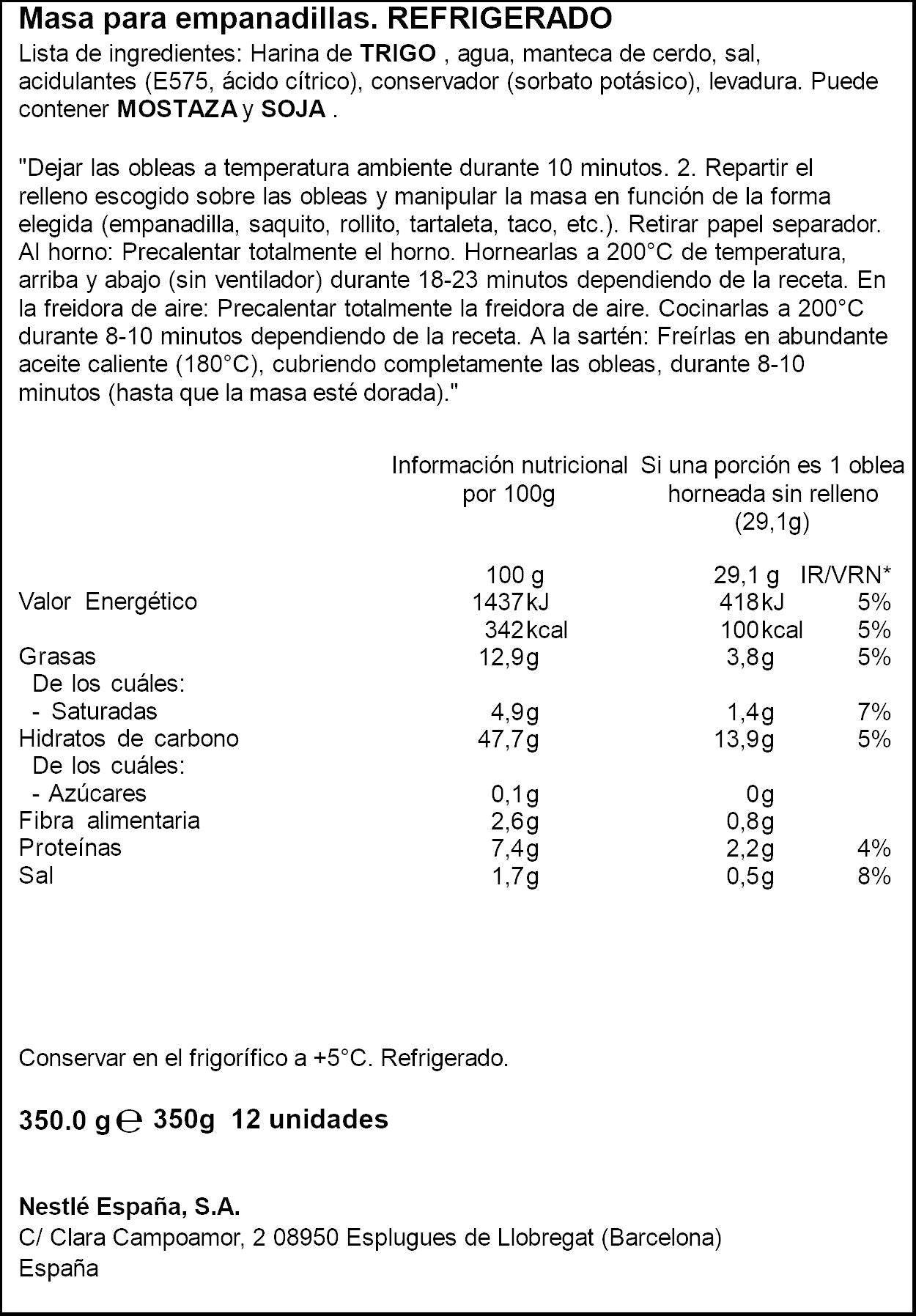 Obleas argentinas Buitoni p10 350g