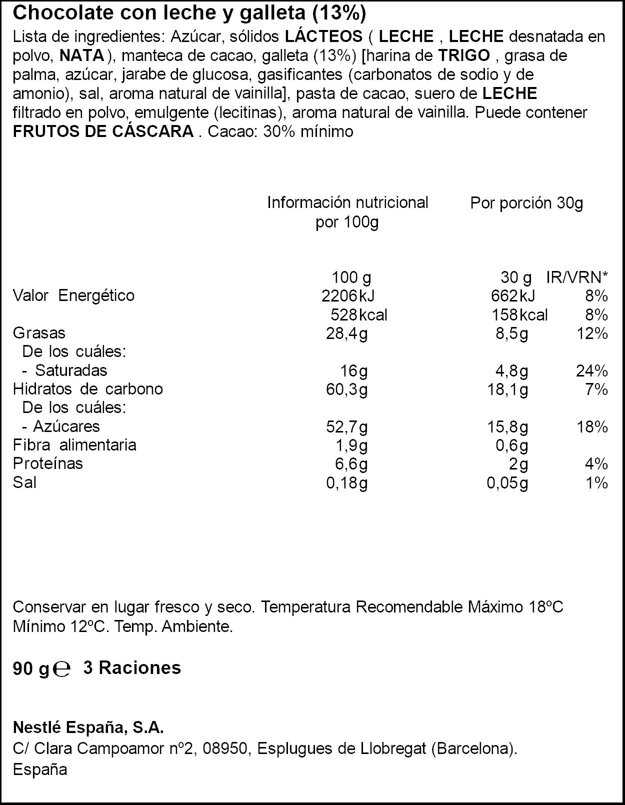 Chocolate c/leche jungly Nestle 90g