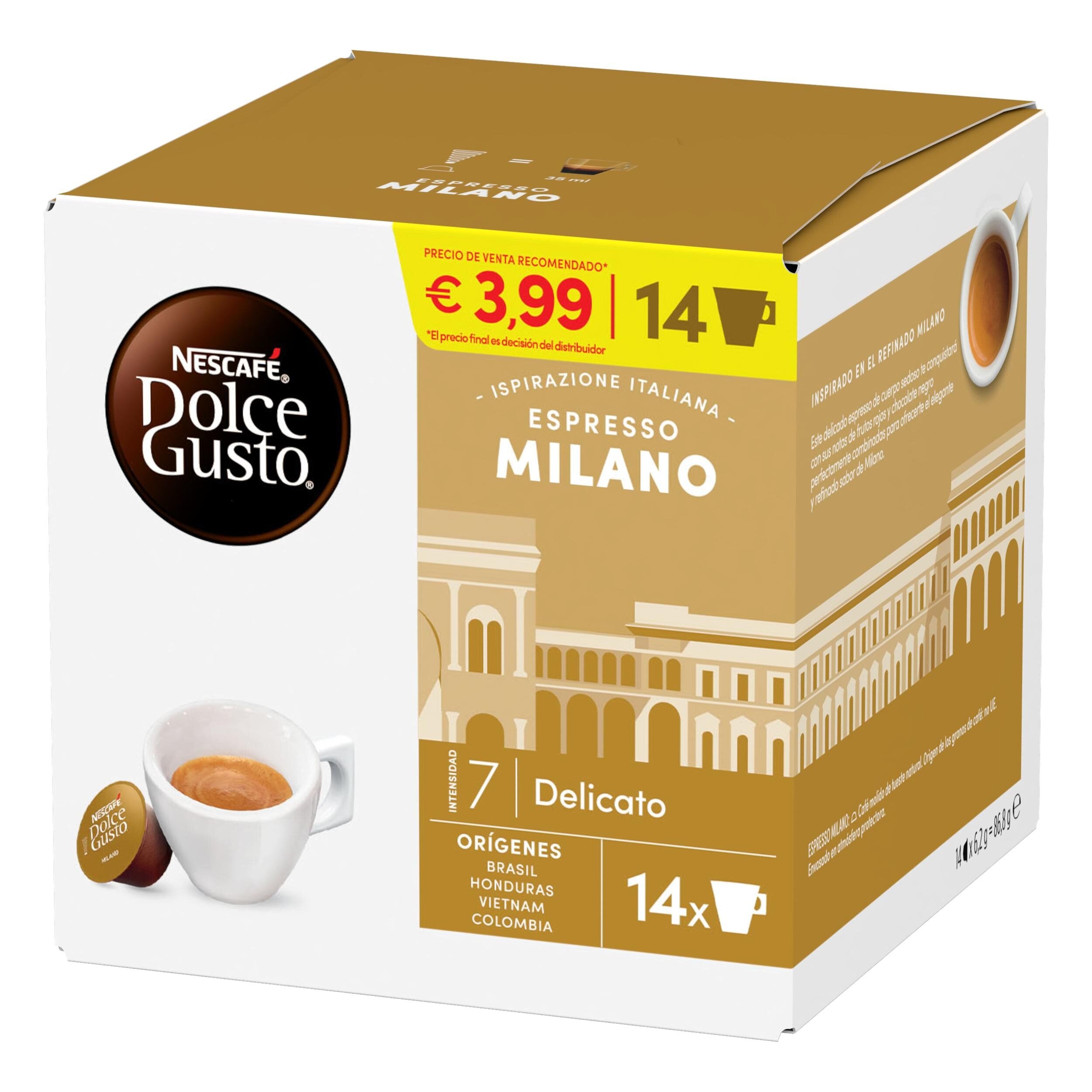 Café cápsula espresso milano delicato Dolce gusto p14 258g
