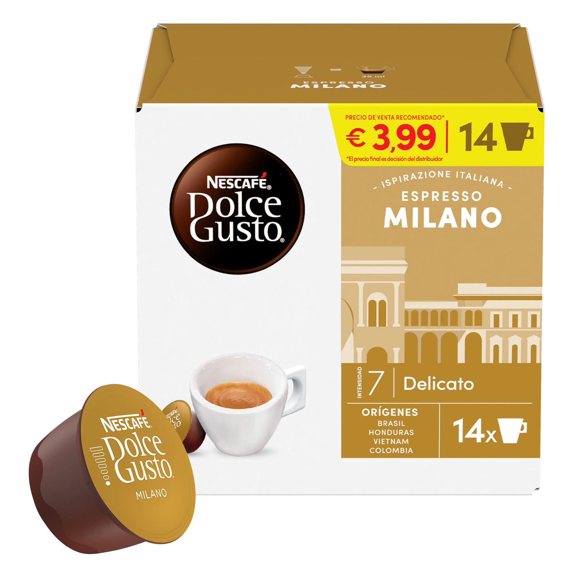 Café cápsula espresso milano delicato Dolce gusto p14 258g