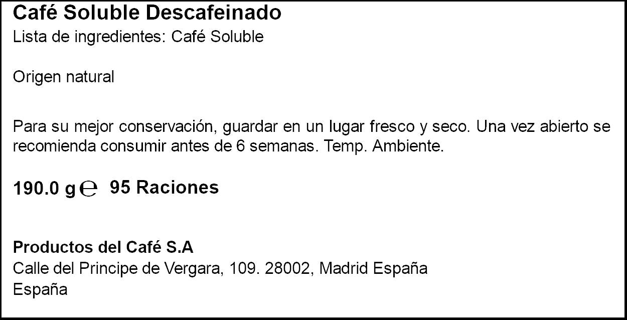Café soluble descafeinado la Estrella 190g