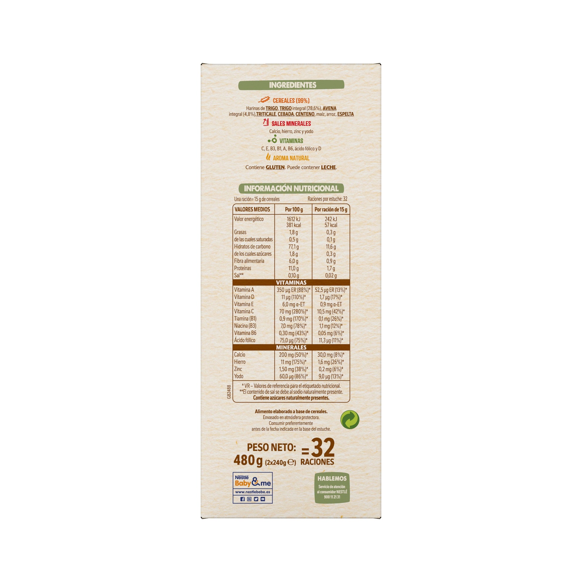 Preparado papilla 8 cereales Nestle 480g