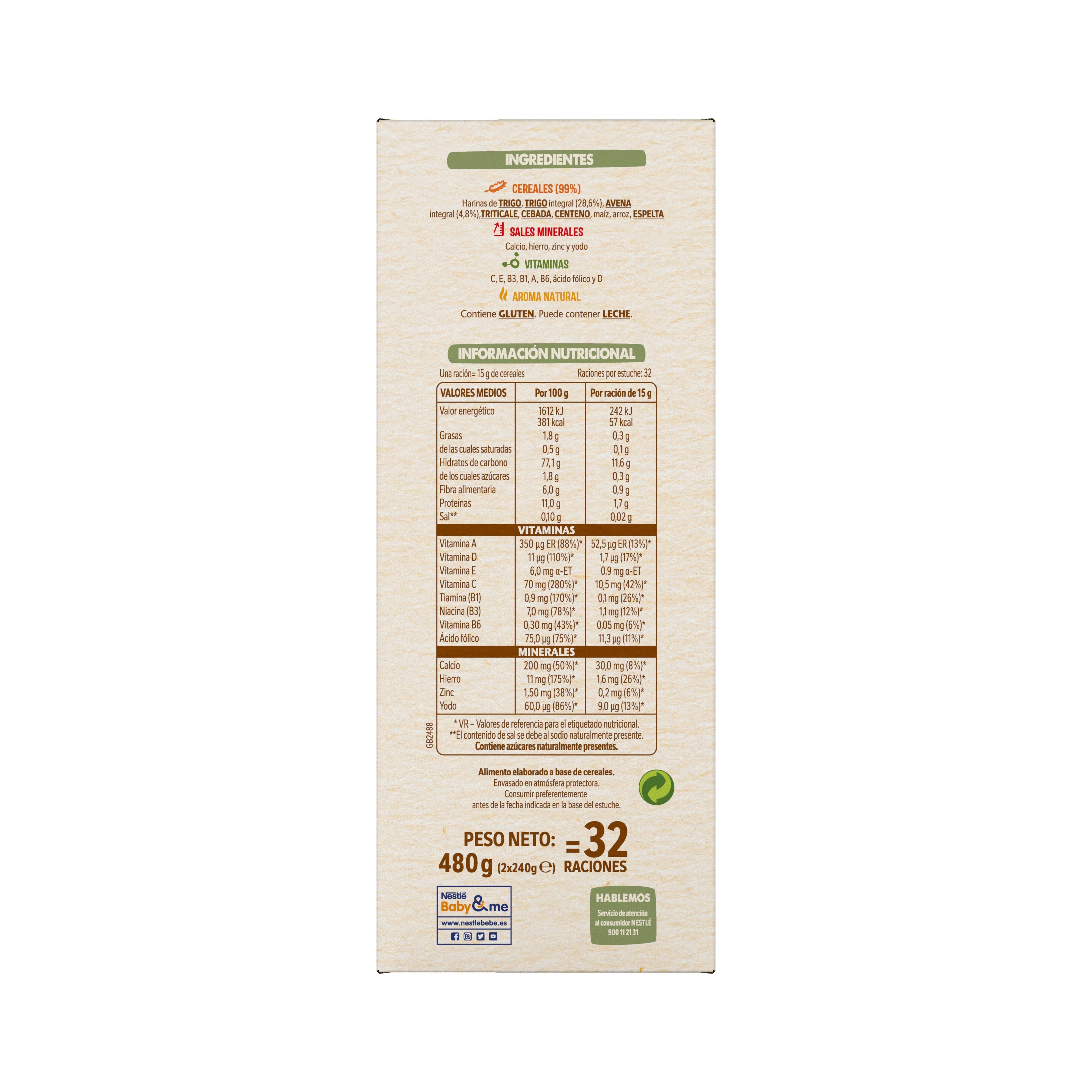 Preparado papilla 8 cereales Nestle 480g