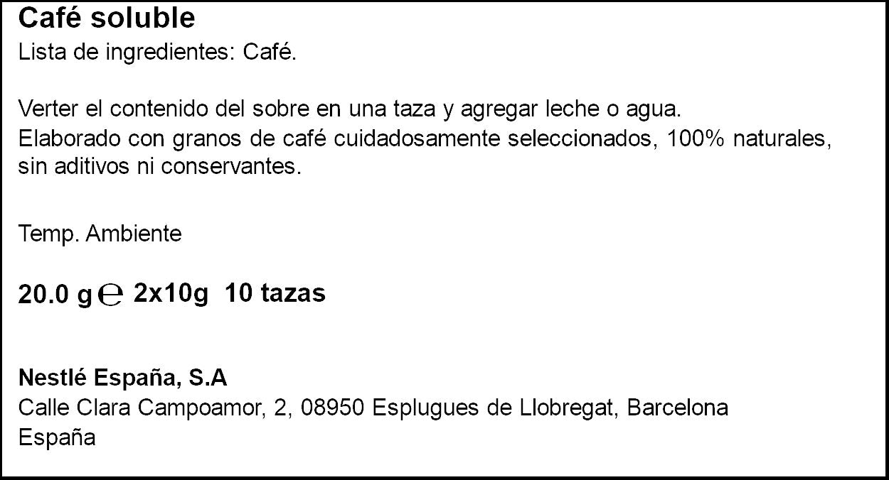 Café soluble natural sobre Nescafe p10