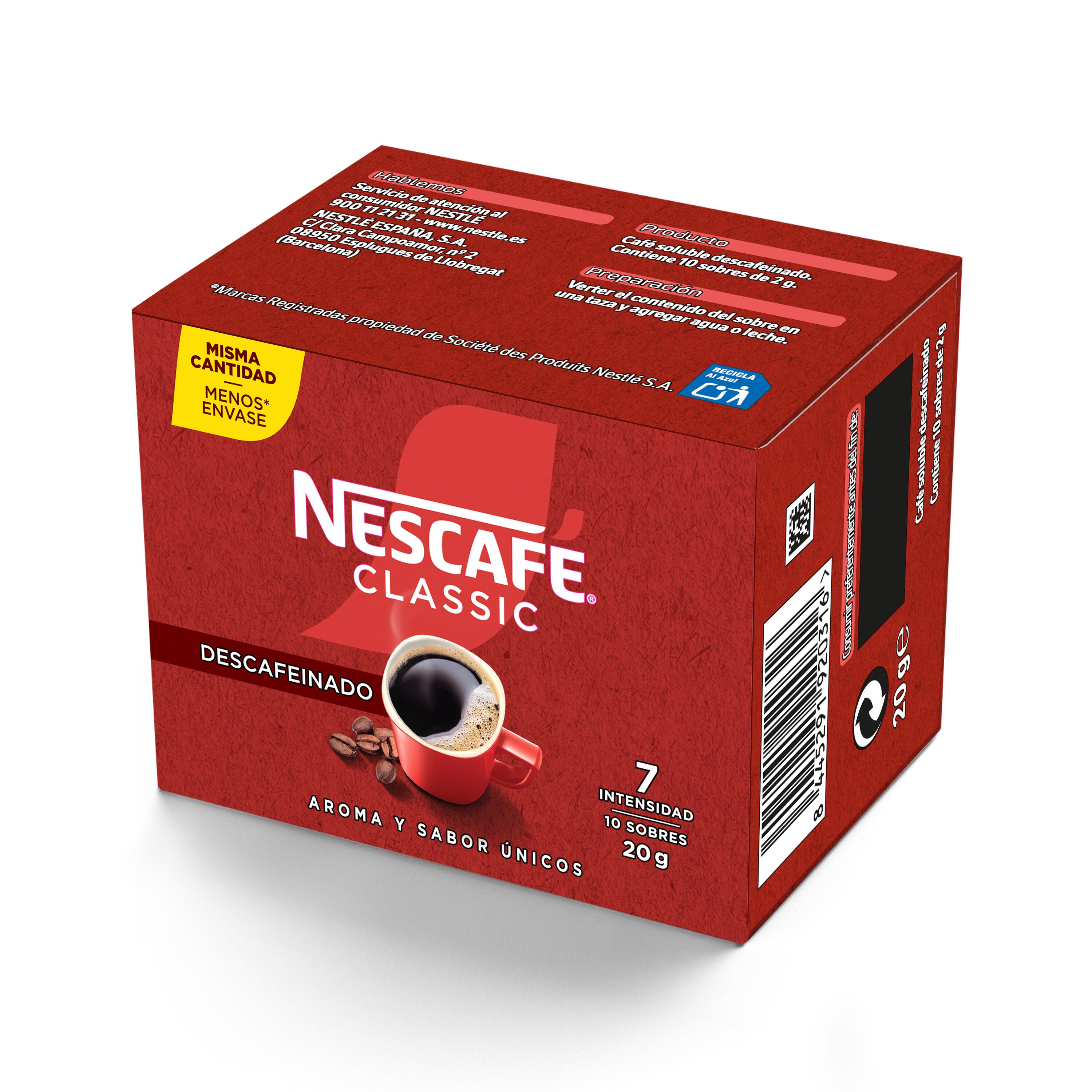 Café soluble descafeinado sobres Nescafe p10