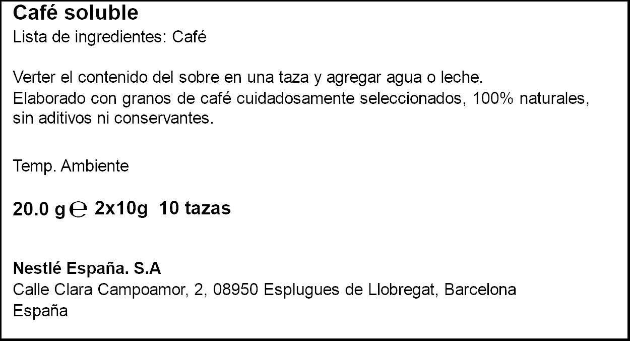 Café soluble descafeinado sobres Nescafe p10