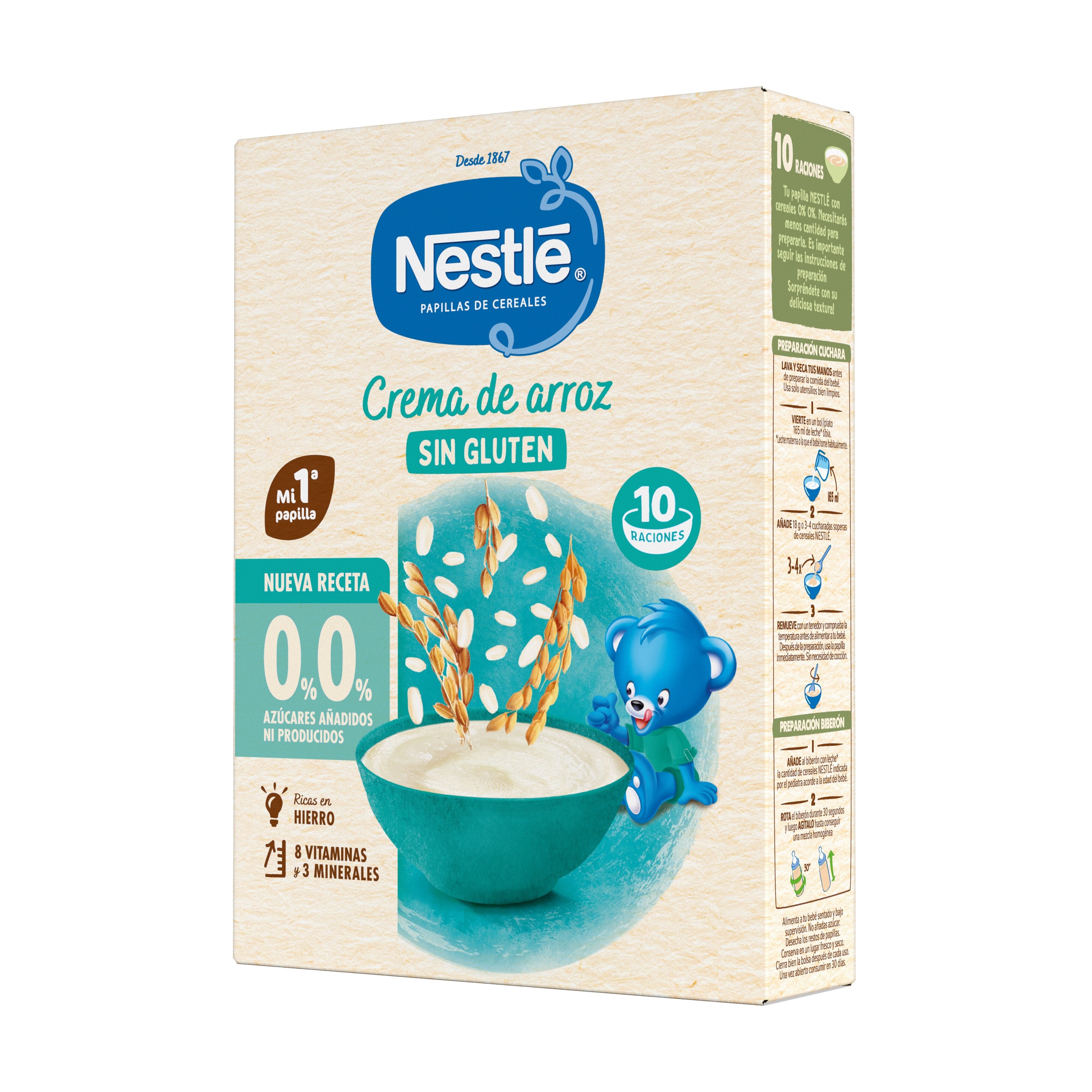 Papilla s/gluten maiz y arroz Nestle 180g