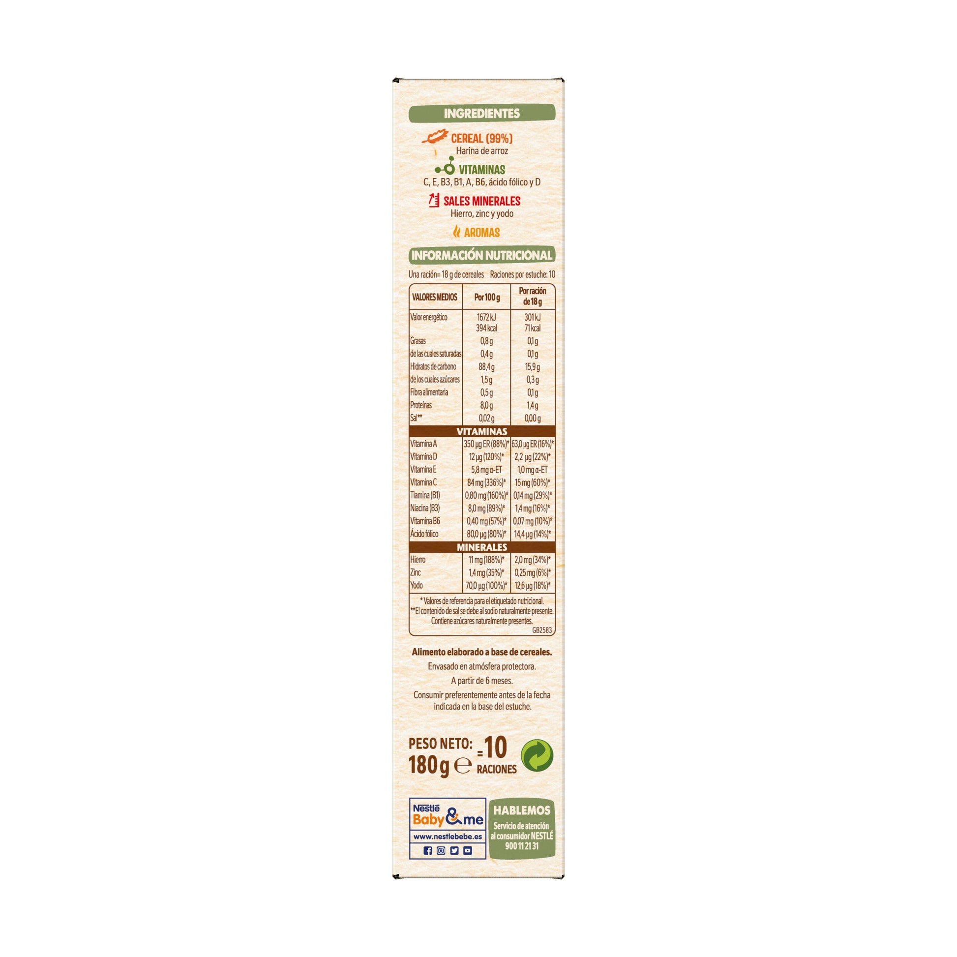 Papilla s/gluten maiz y arroz Nestle 180g