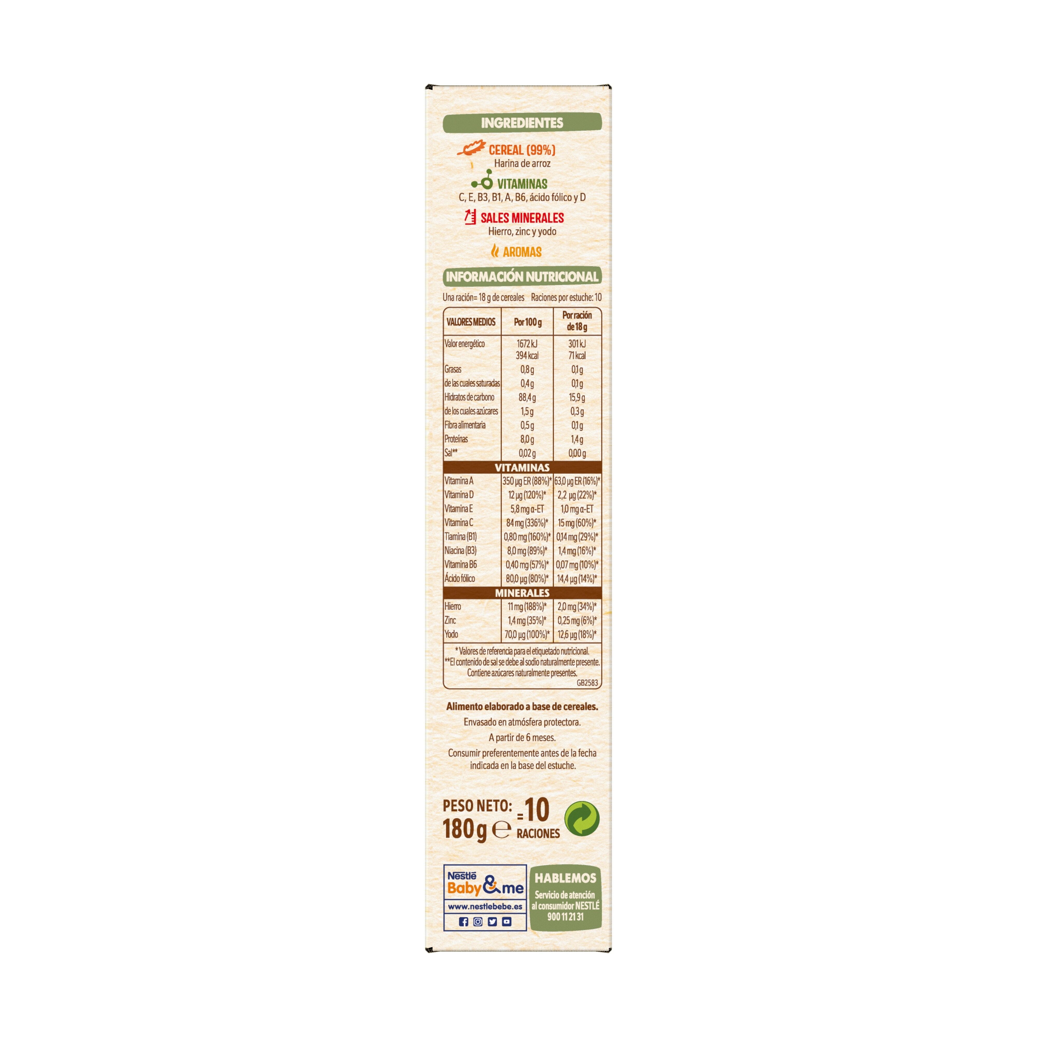 Papilla s/gluten maiz y arroz Nestle 180g