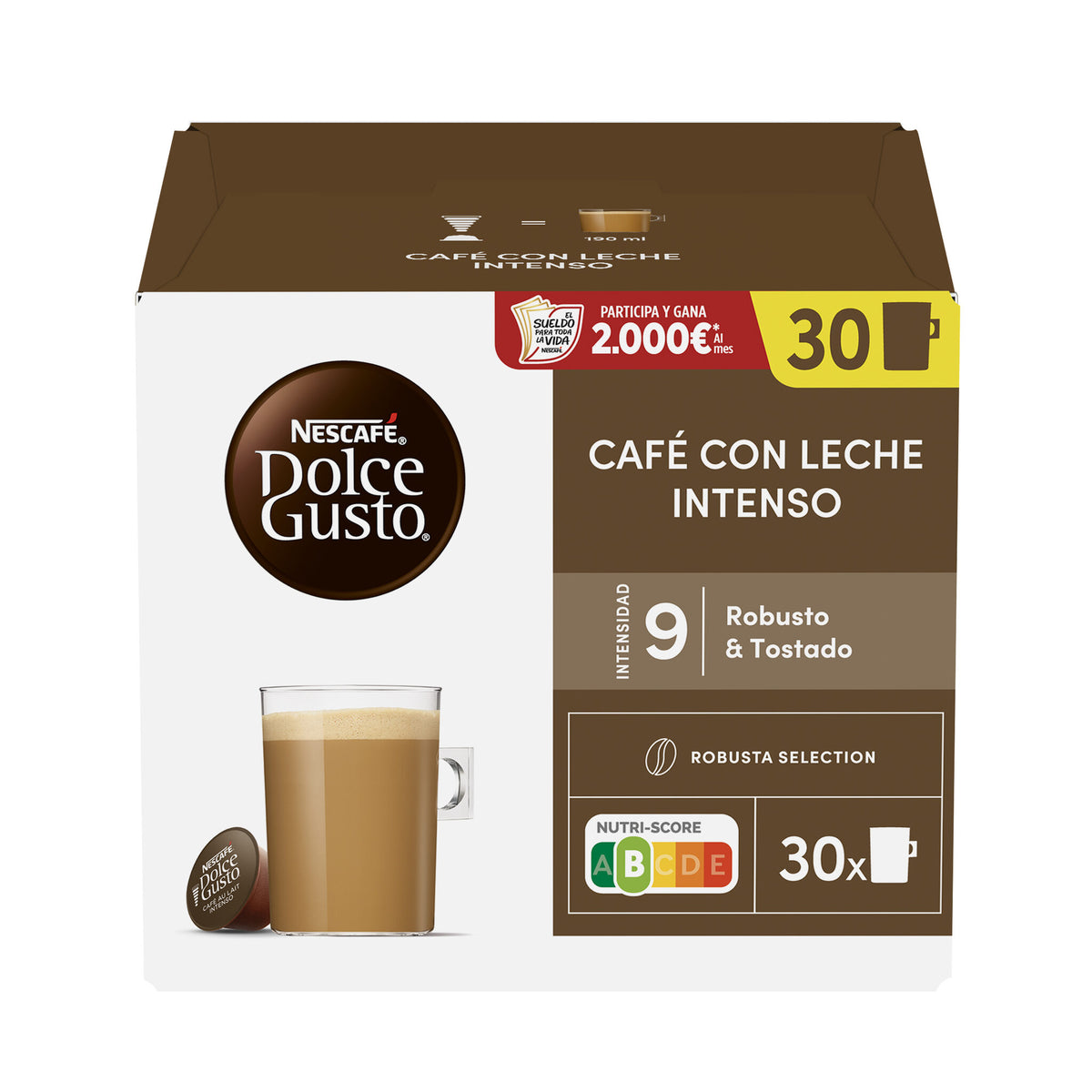 Café capsula intenso c/leche Dolce gusto p30