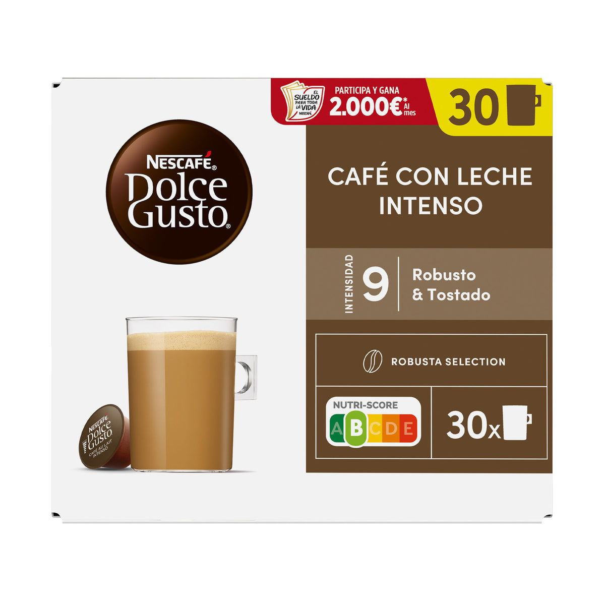 Café capsula intenso c/leche Dolce gusto p30